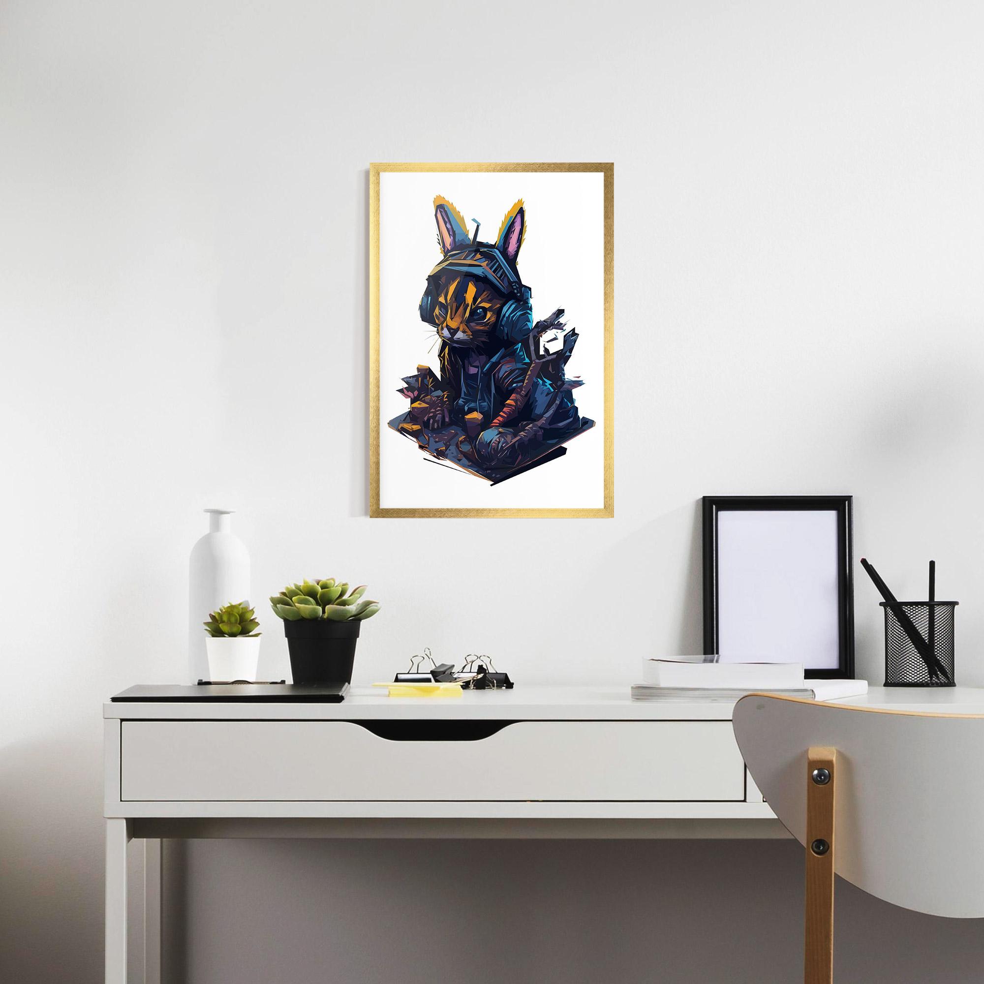 Gerahmte Poster Orange Rabbit Headset mockup 7