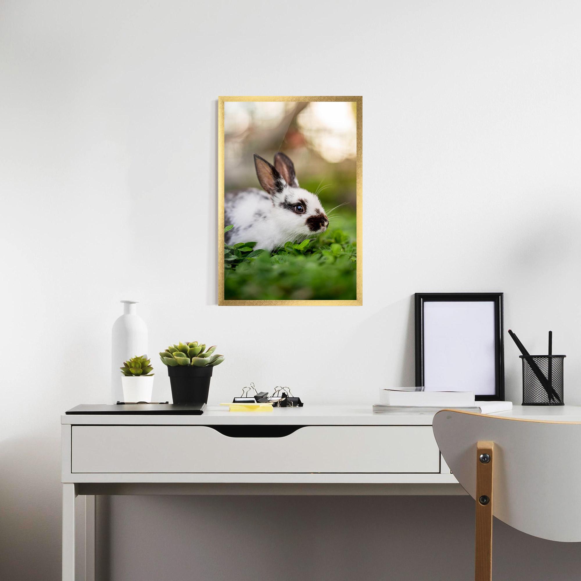 Gerahmte Poster White Black Bunny mockup 7
