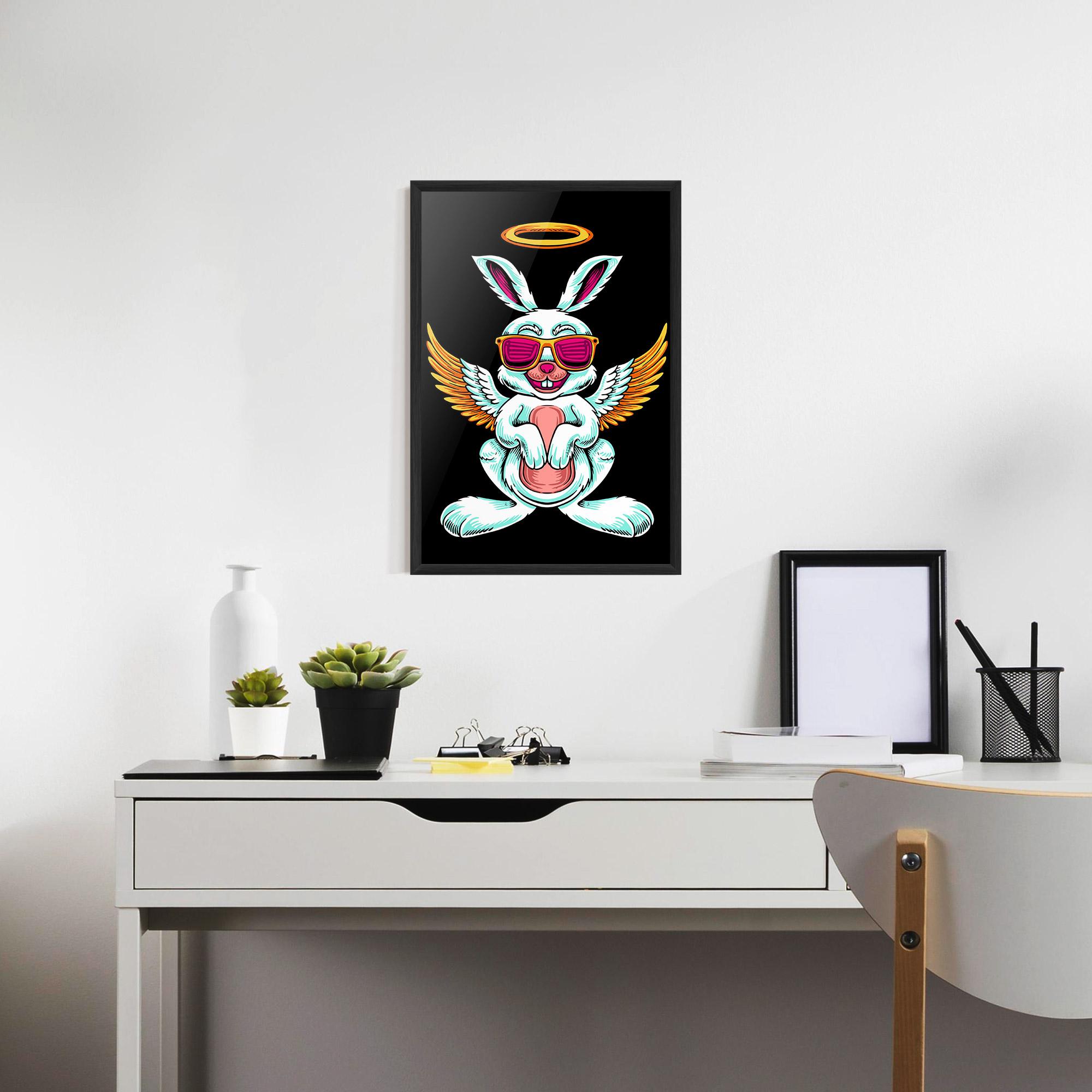 Gerahmte Poster Angel Cool Bunny mockup 7