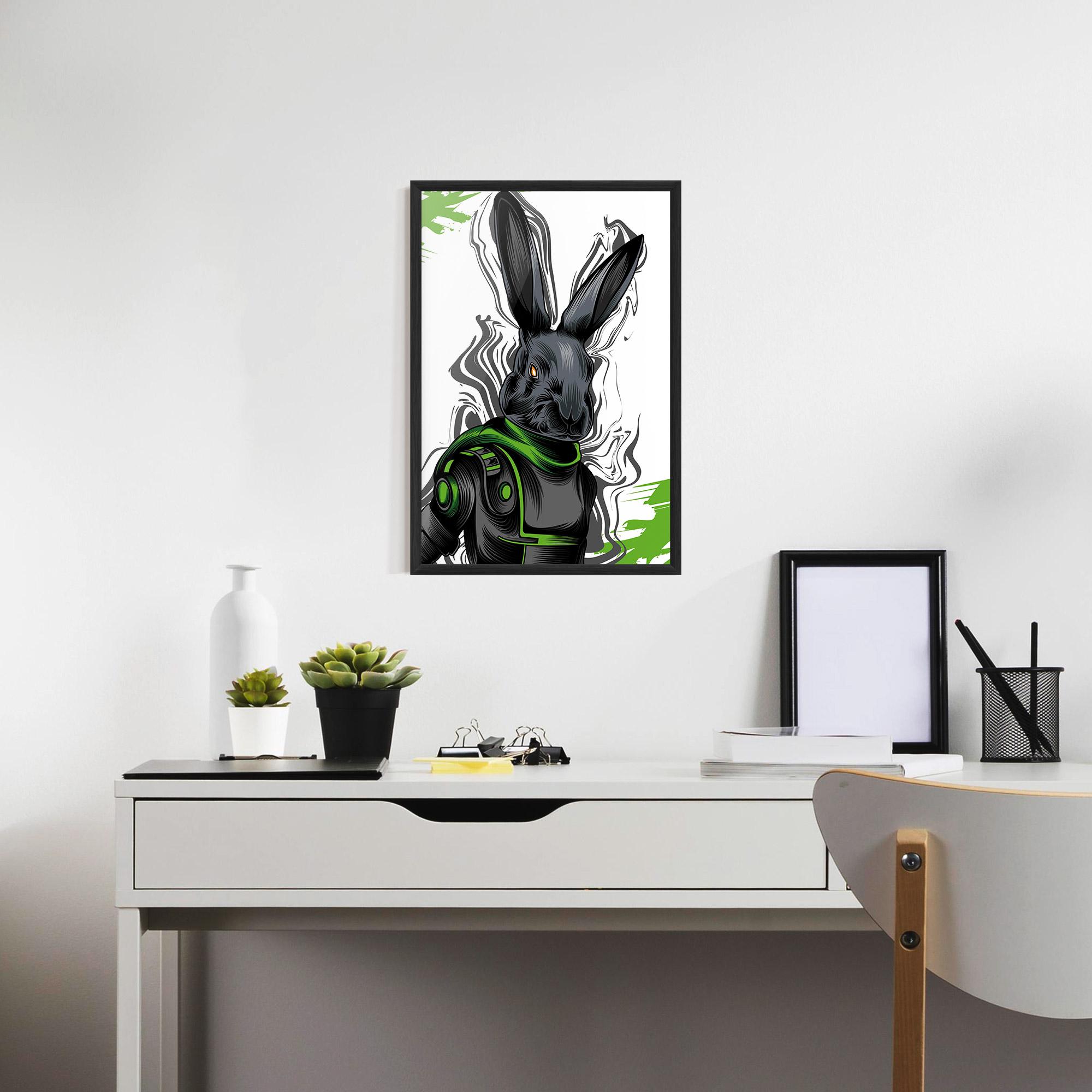 Gerahmte Poster Cyborg Green Bunny mockup 7