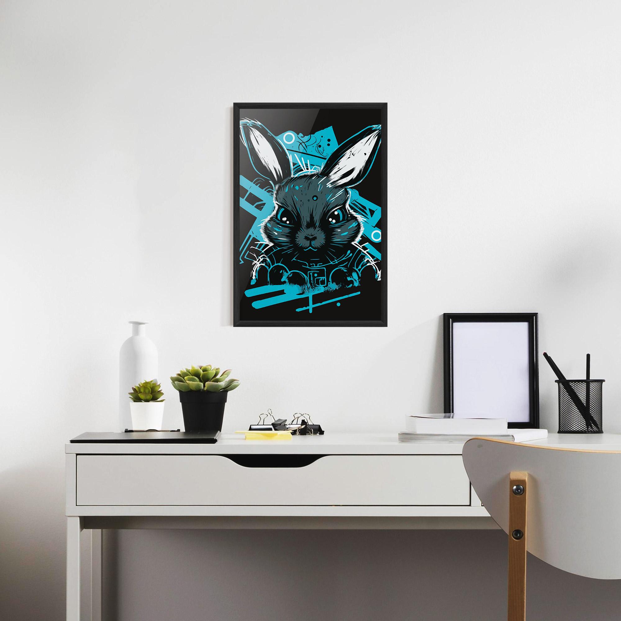 Gerahmte Poster Grey Blue Bunny mockup 7