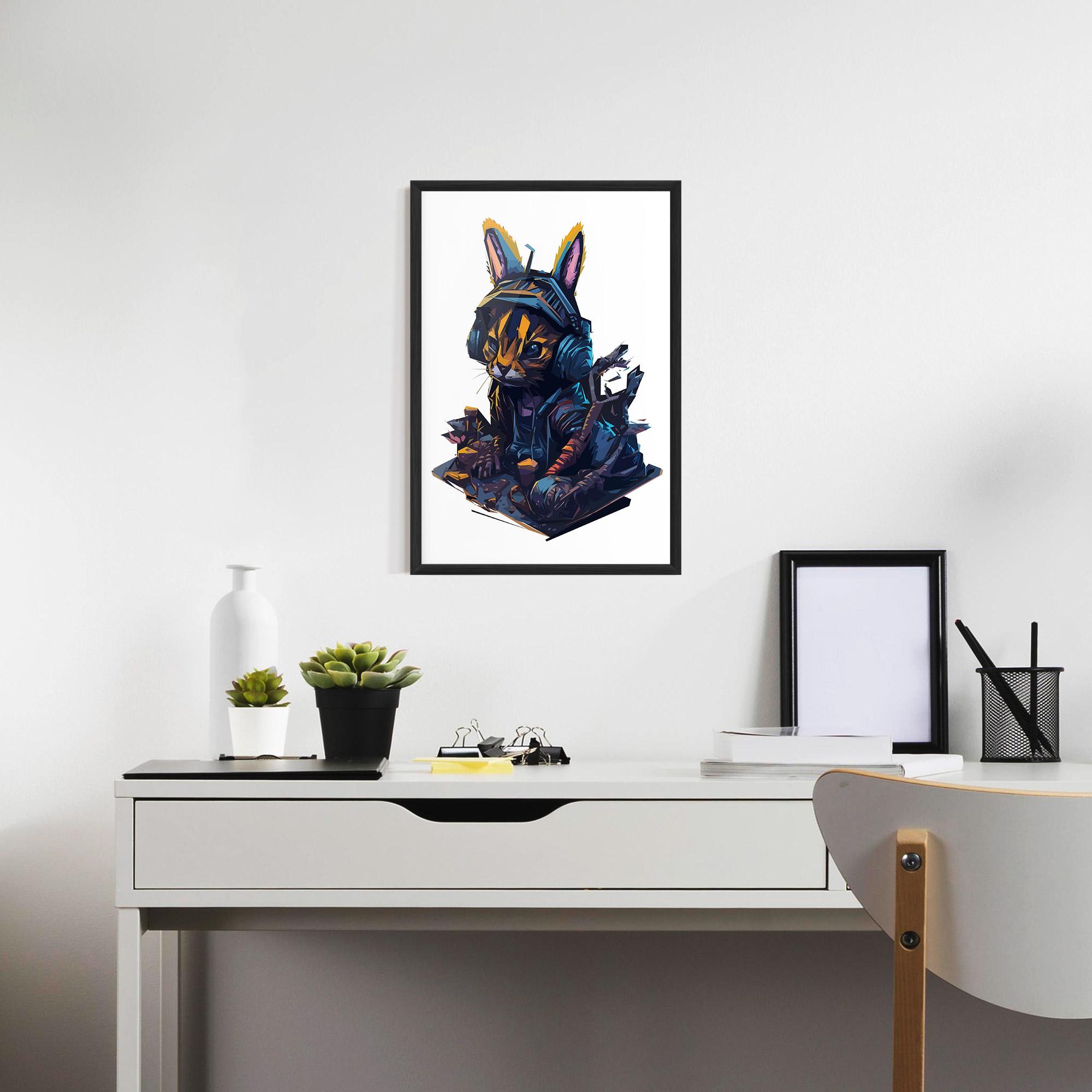Gerahmte Poster Orange Rabbit Headset mockup 7