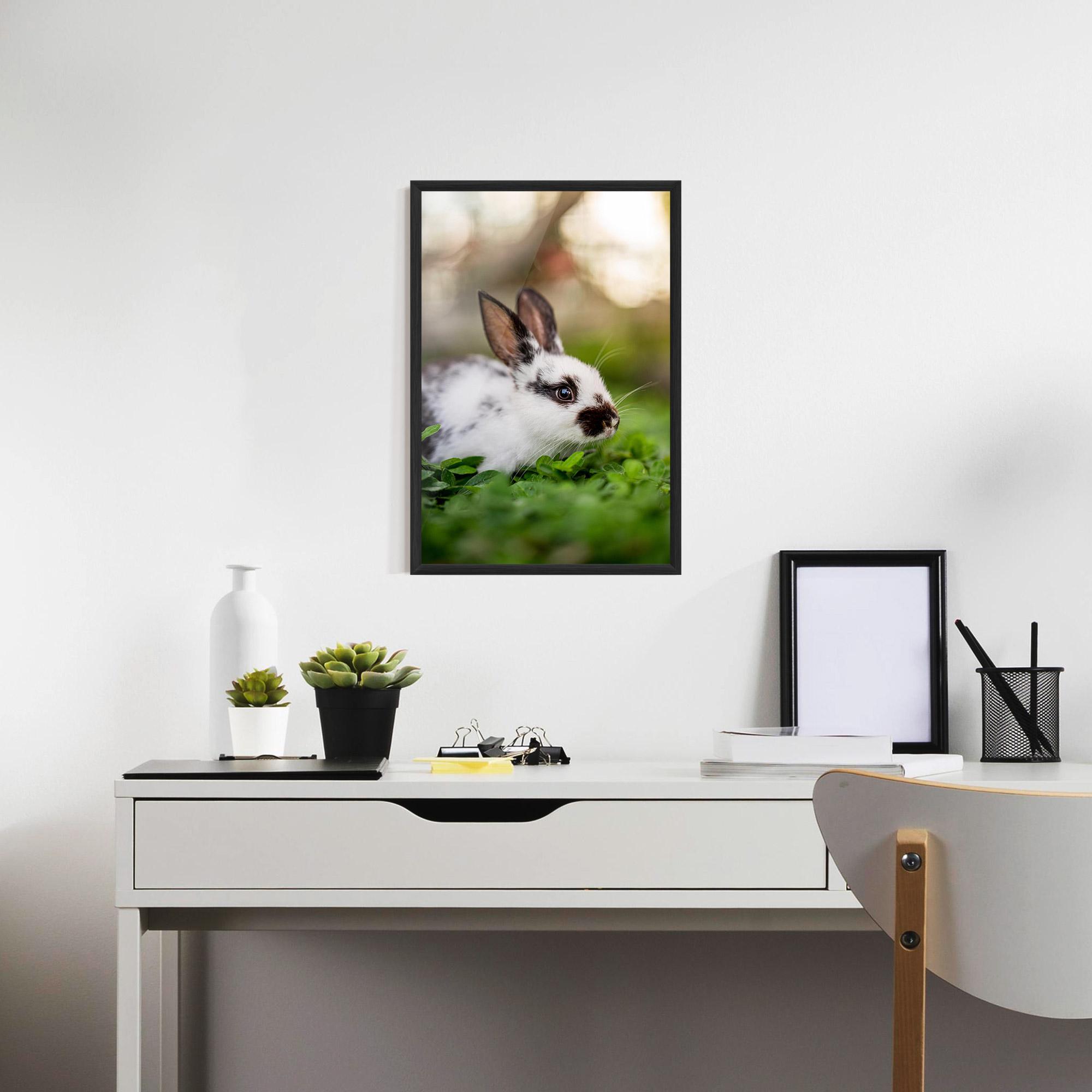 Gerahmte Poster White Black Bunny mockup 7