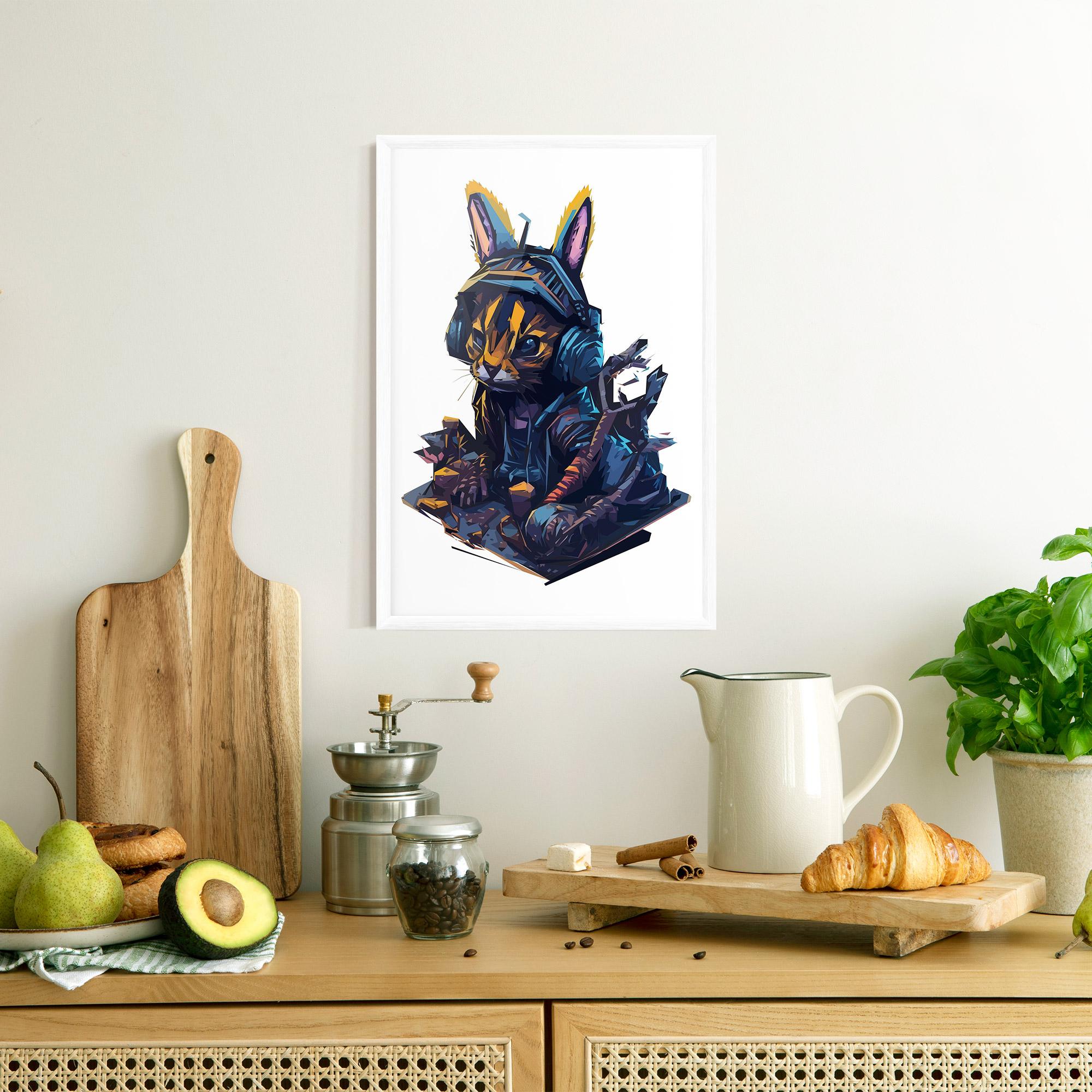 Gerahmte Poster Orange Rabbit Headset mockup 8