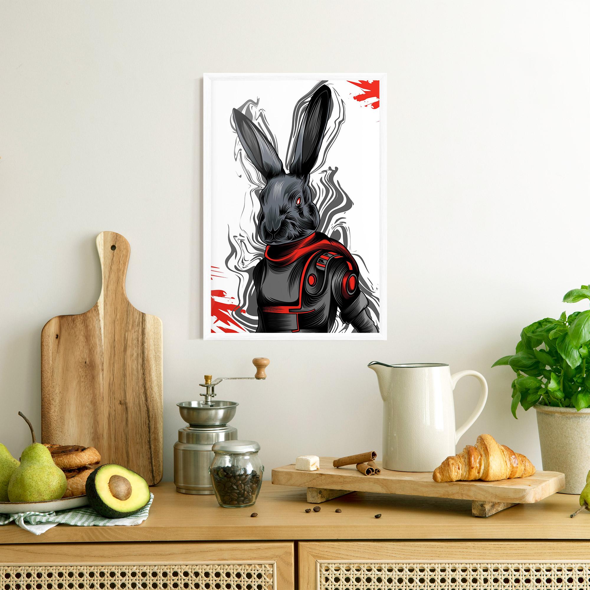Gerahmte Poster Red Robot Bunny mockup 8