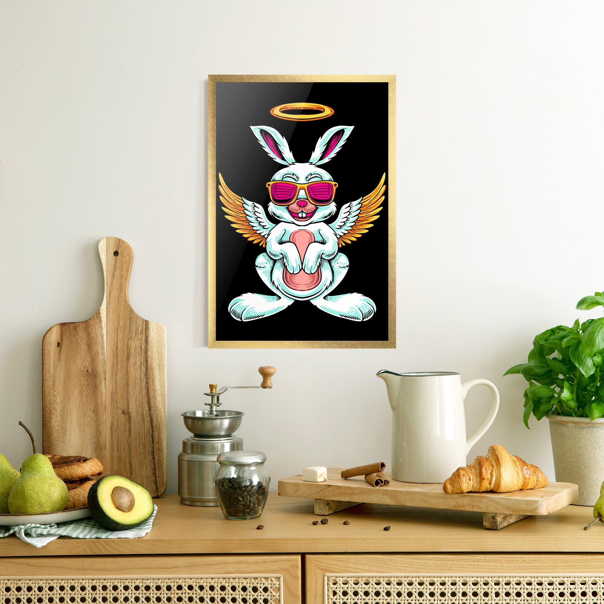 Gerahmte Poster Angel Cool Bunny mockup 8