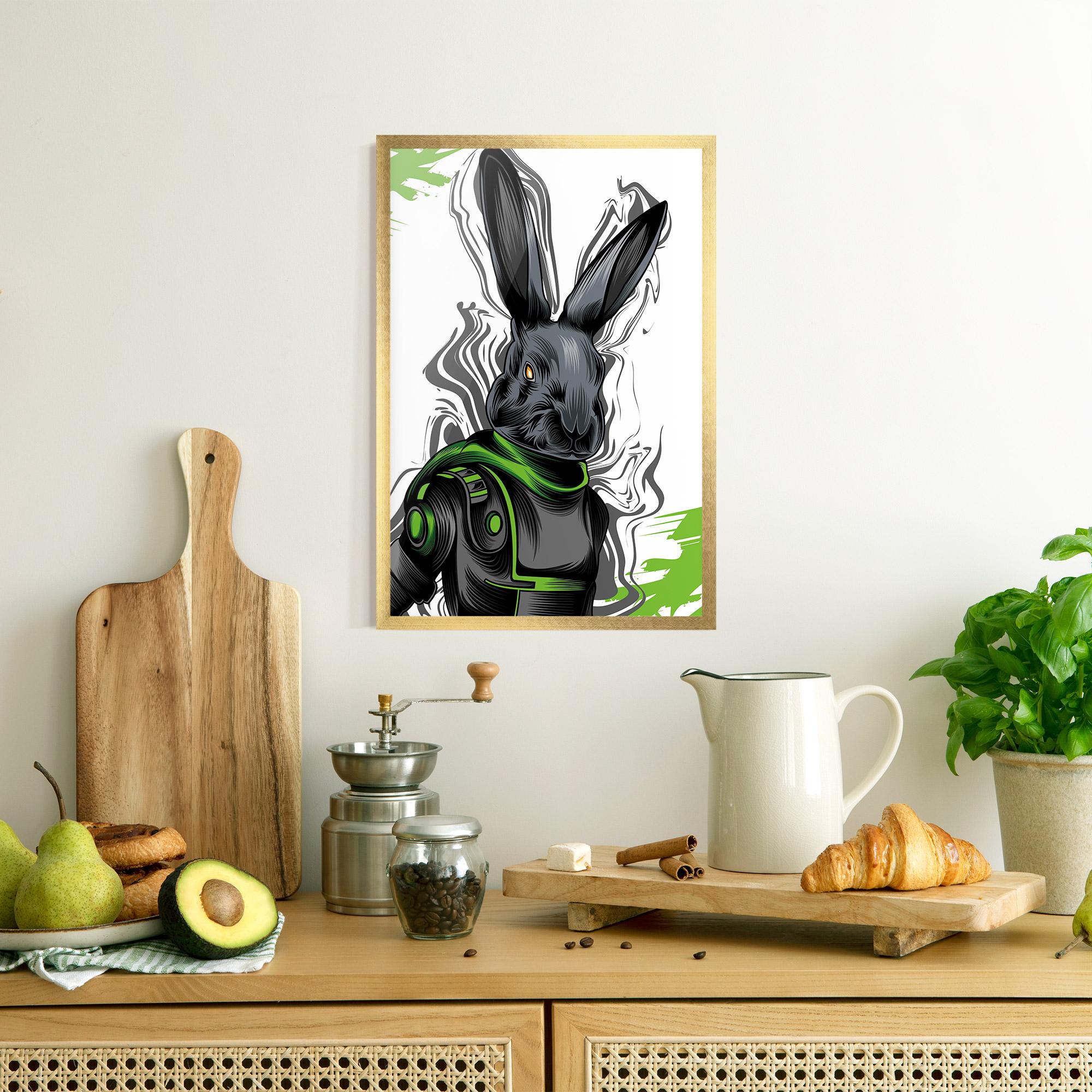 Gerahmte Poster Cyborg Green Bunny mockup 8