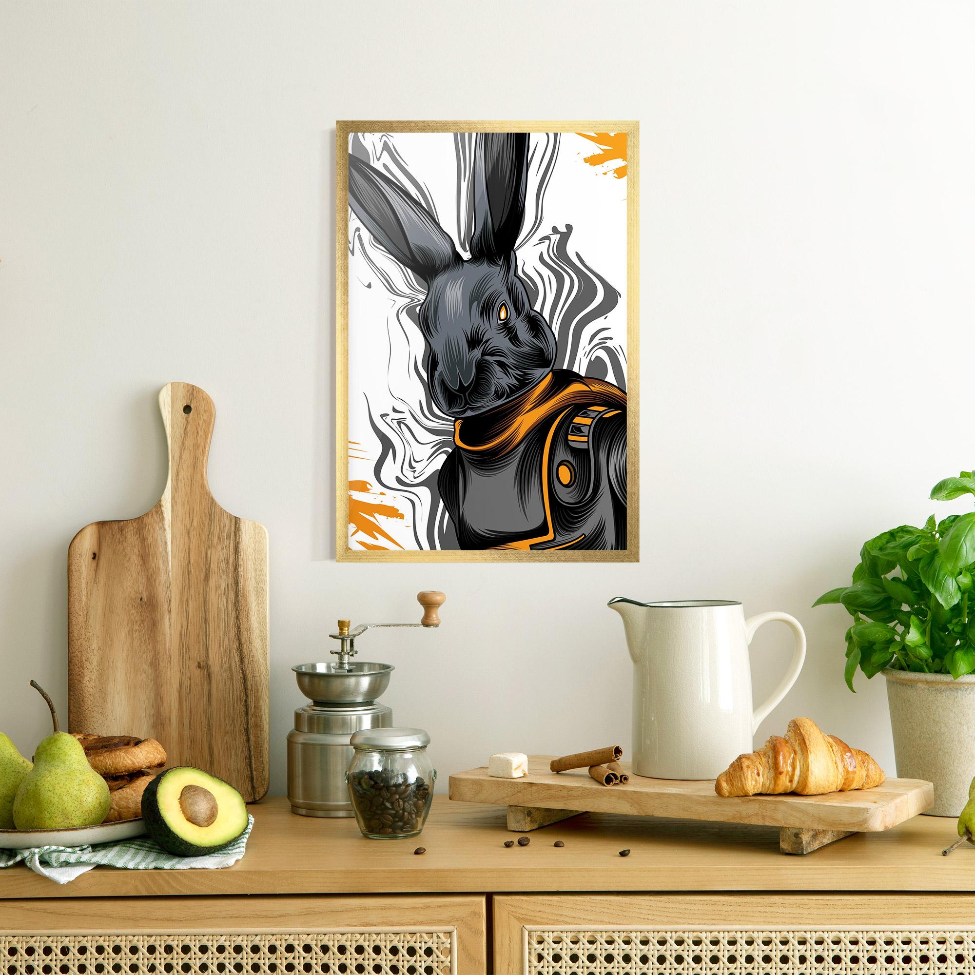 Gerahmte Poster Cyborg Yellow Bunny mockup 8