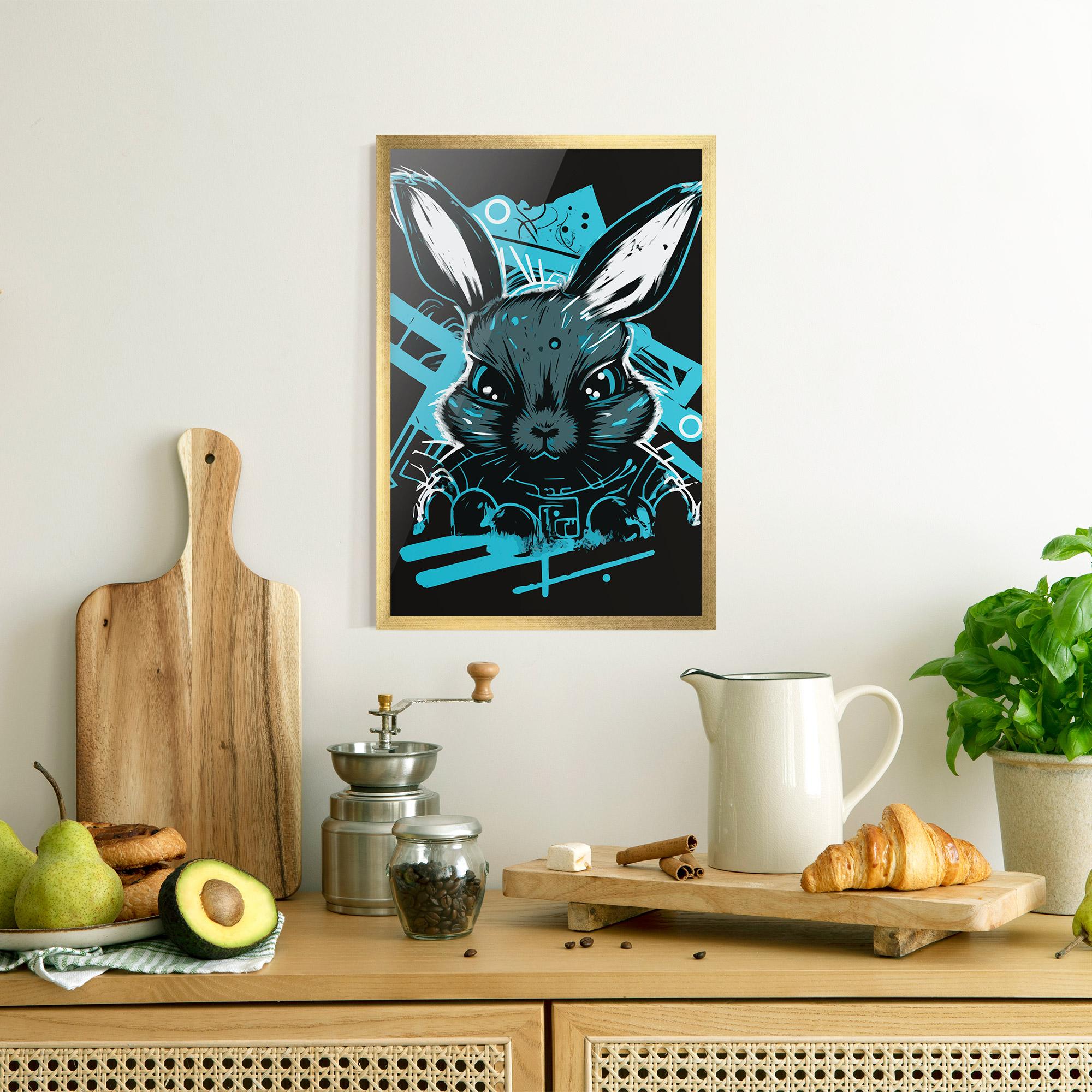 Gerahmte Poster Grey Blue Bunny mockup 8