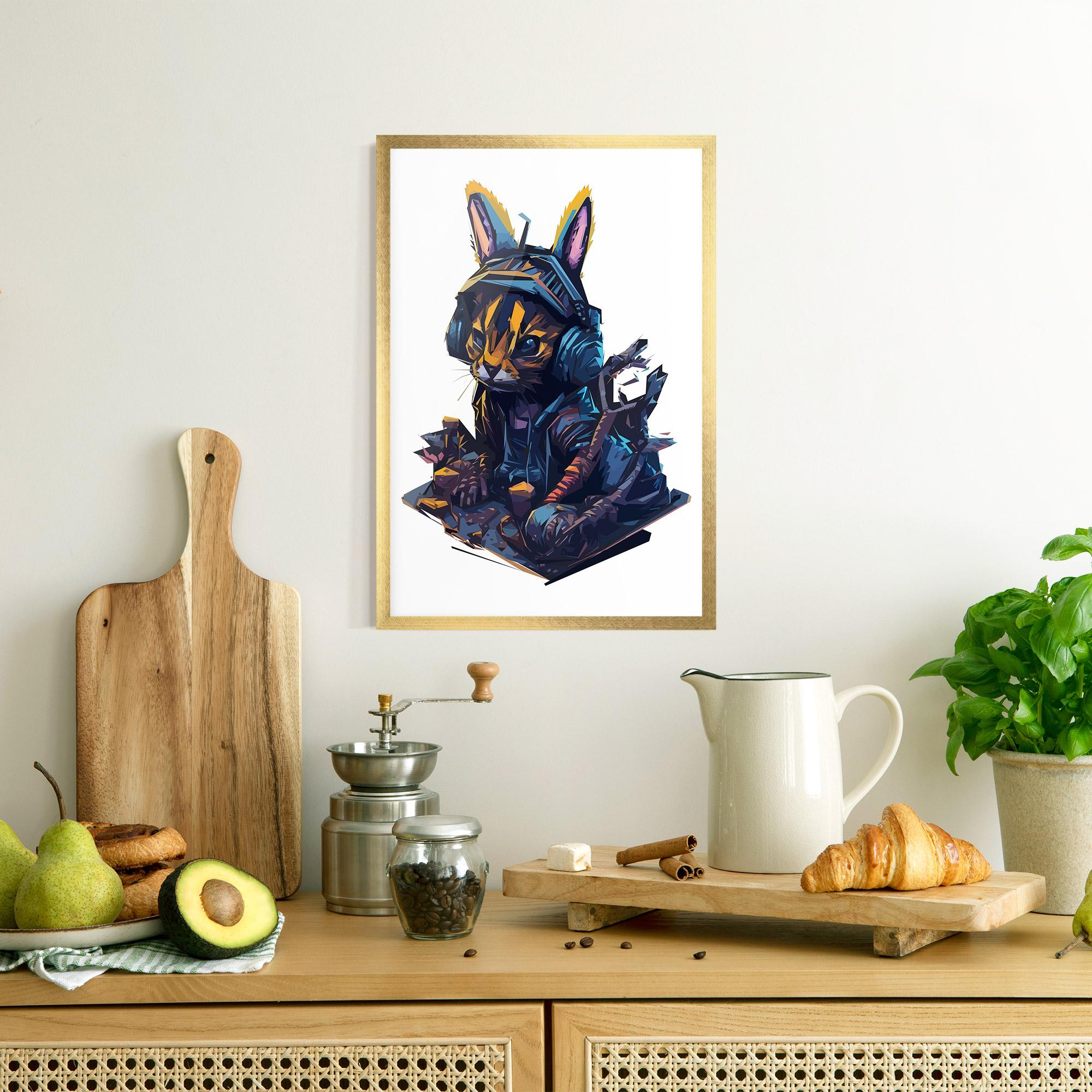 Gerahmte Poster Orange Rabbit Headset mockup 8