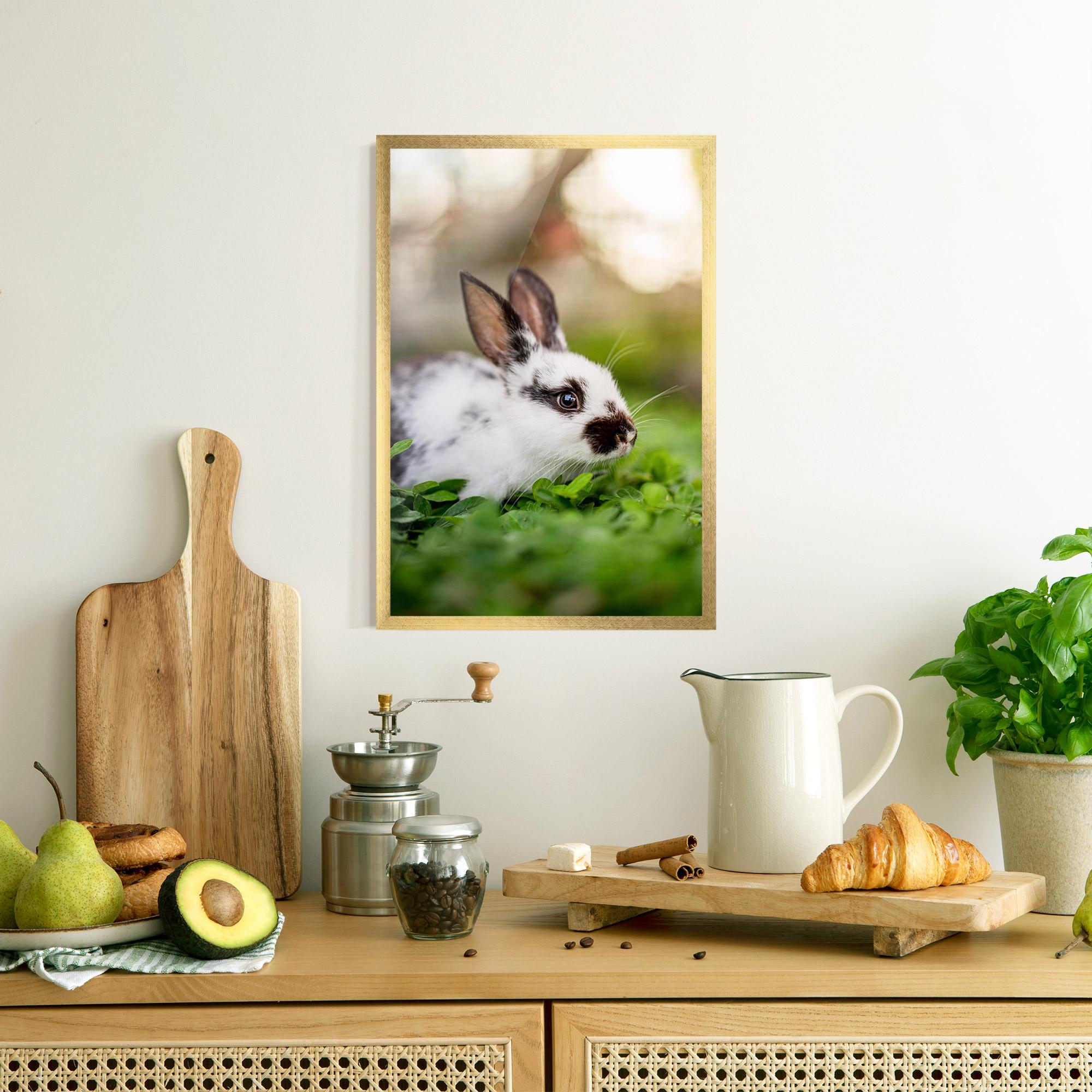 Gerahmte Poster White Black Bunny mockup 8