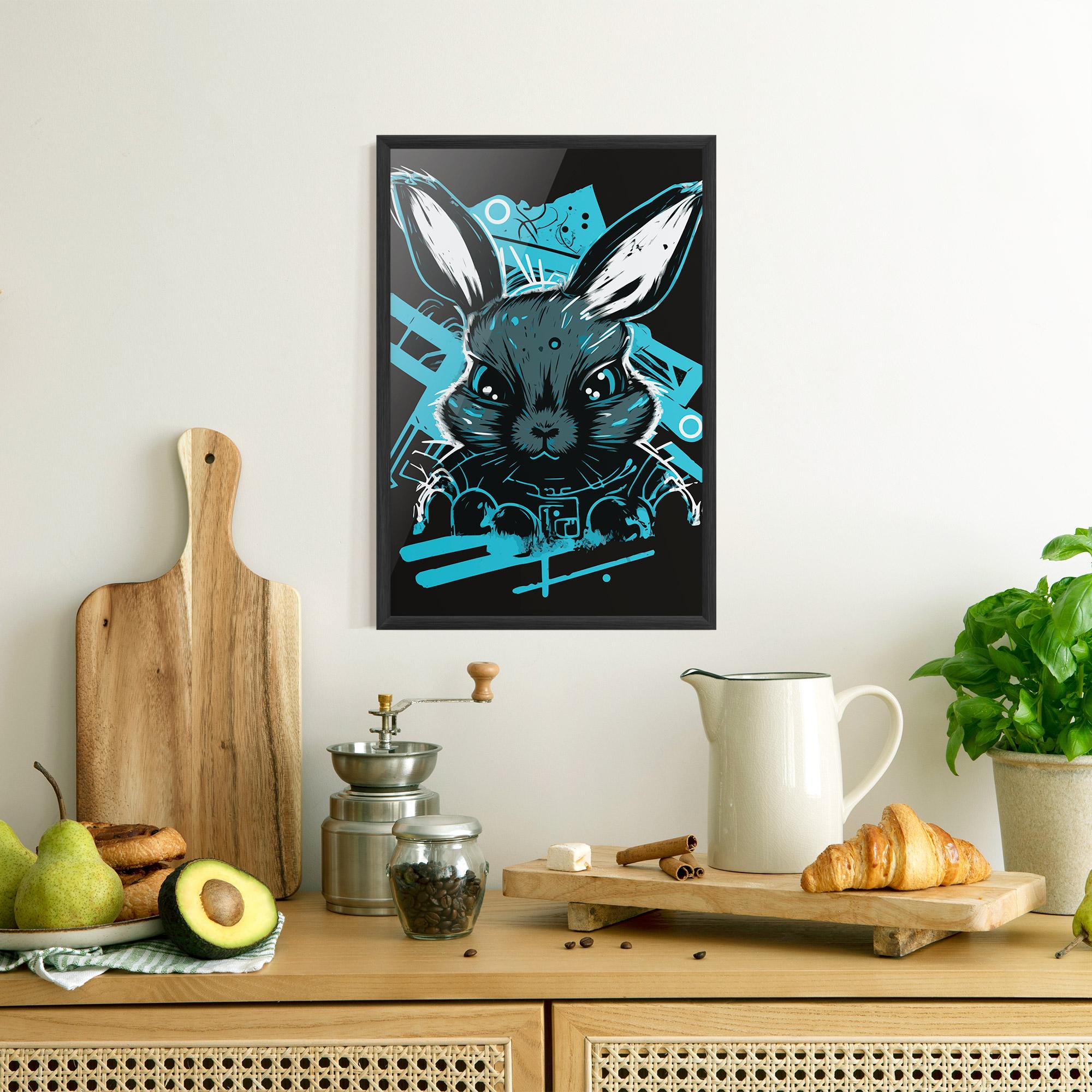Gerahmte Poster Grey Blue Bunny mockup 8