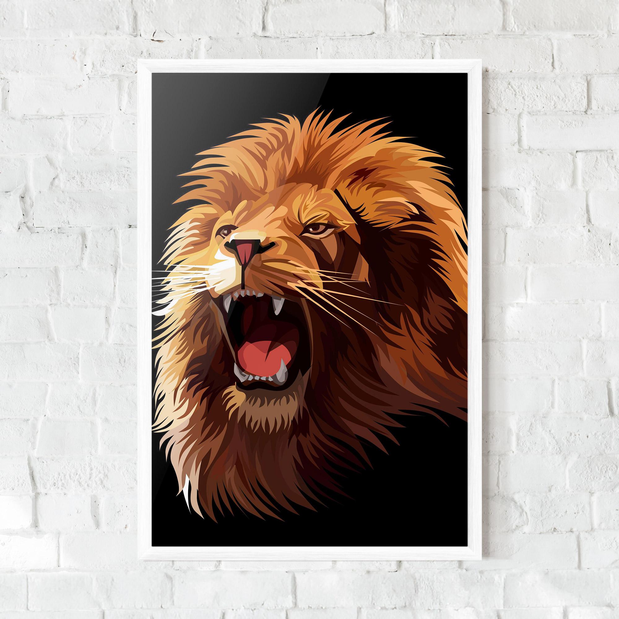 Gerahmte Poster Angry Lion Head mockup 0