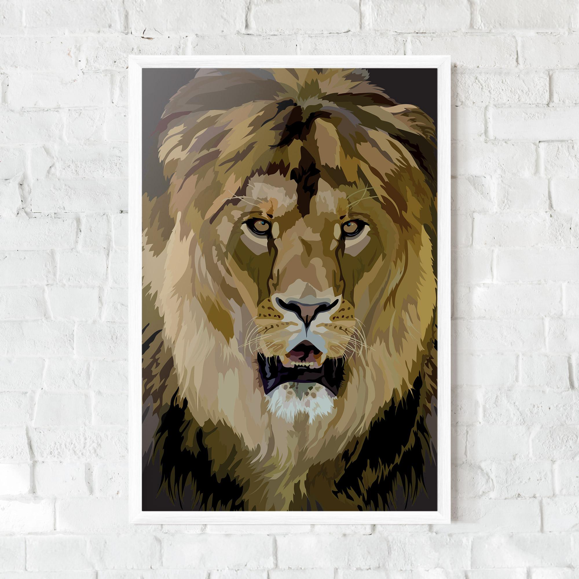 Gerahmte Poster Beautiful Lion Art mockup 0