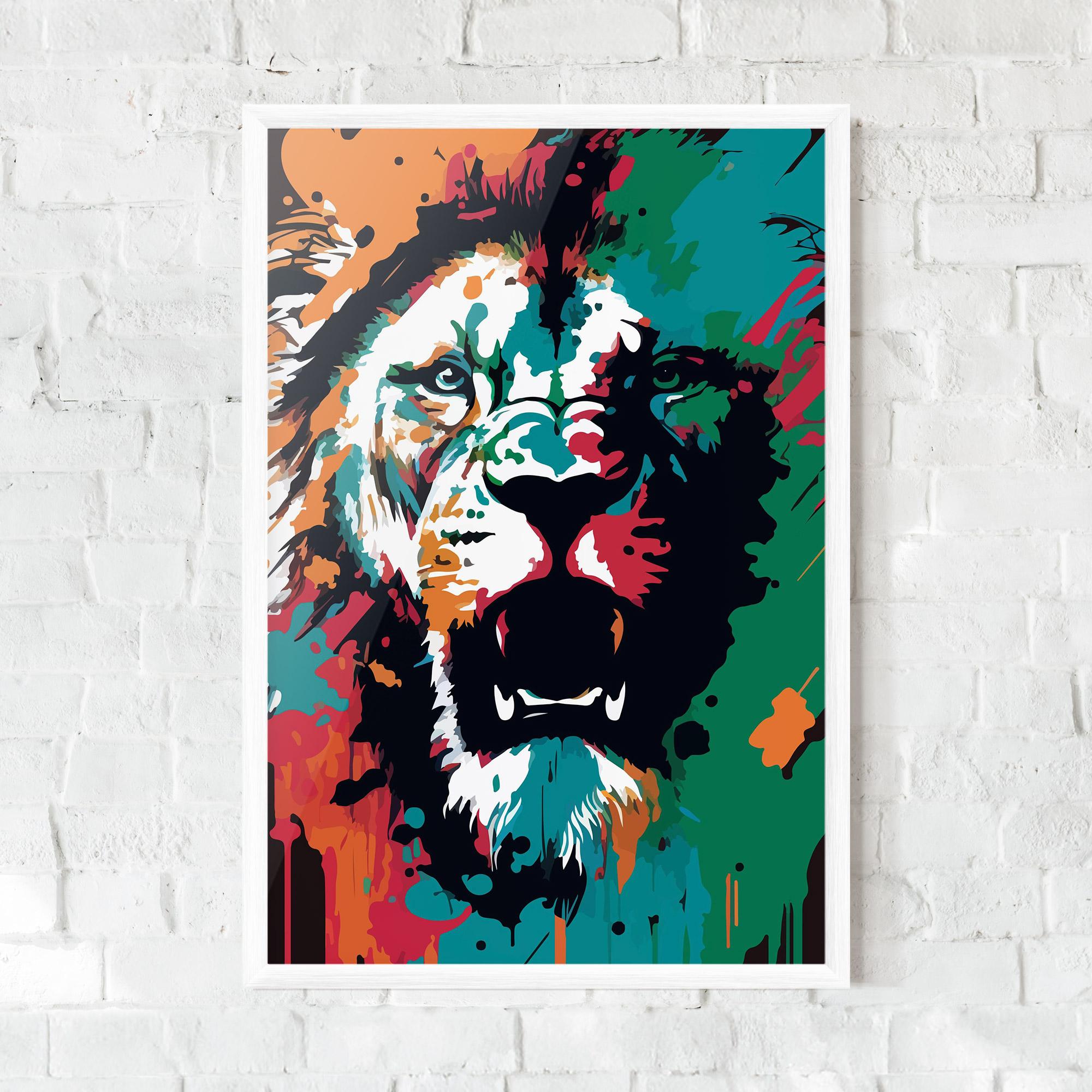 Gerahmte Poster Blue Green Lion mockup 0