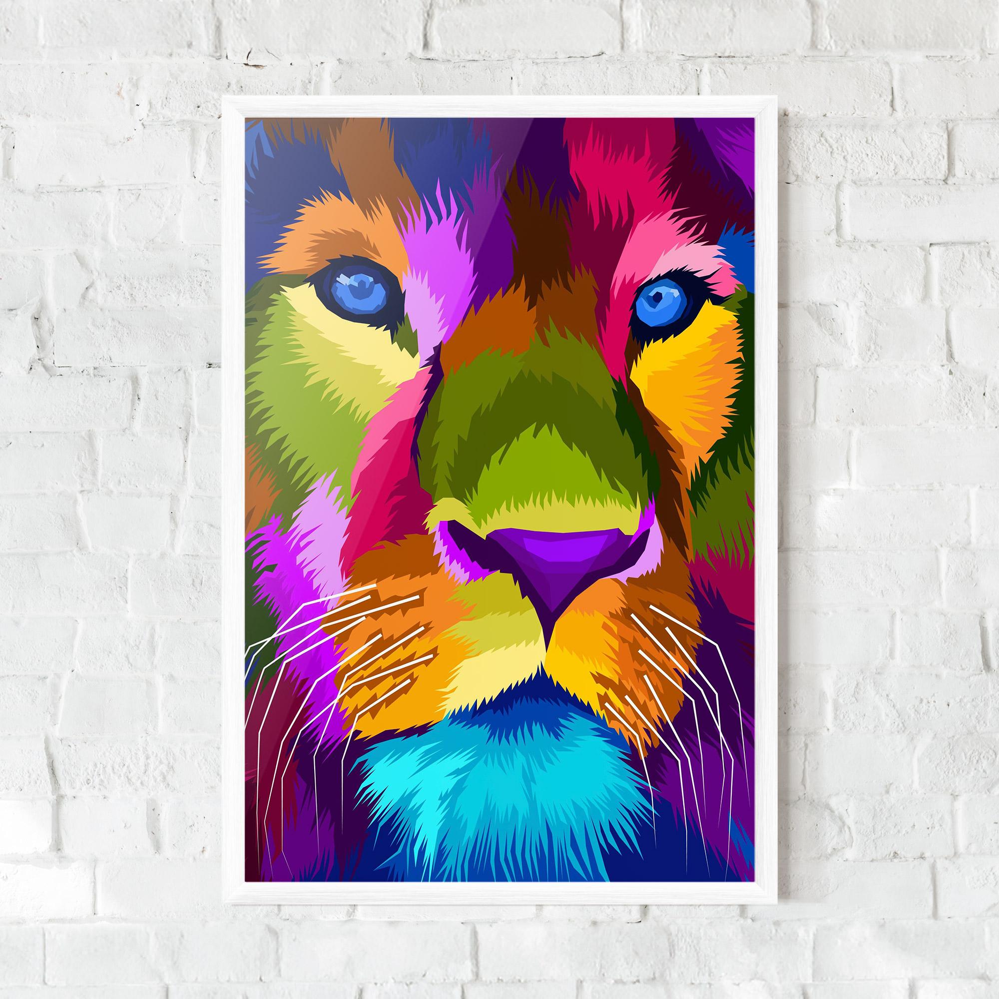 Gerahmte Poster Color Lion Close Up mockup 0