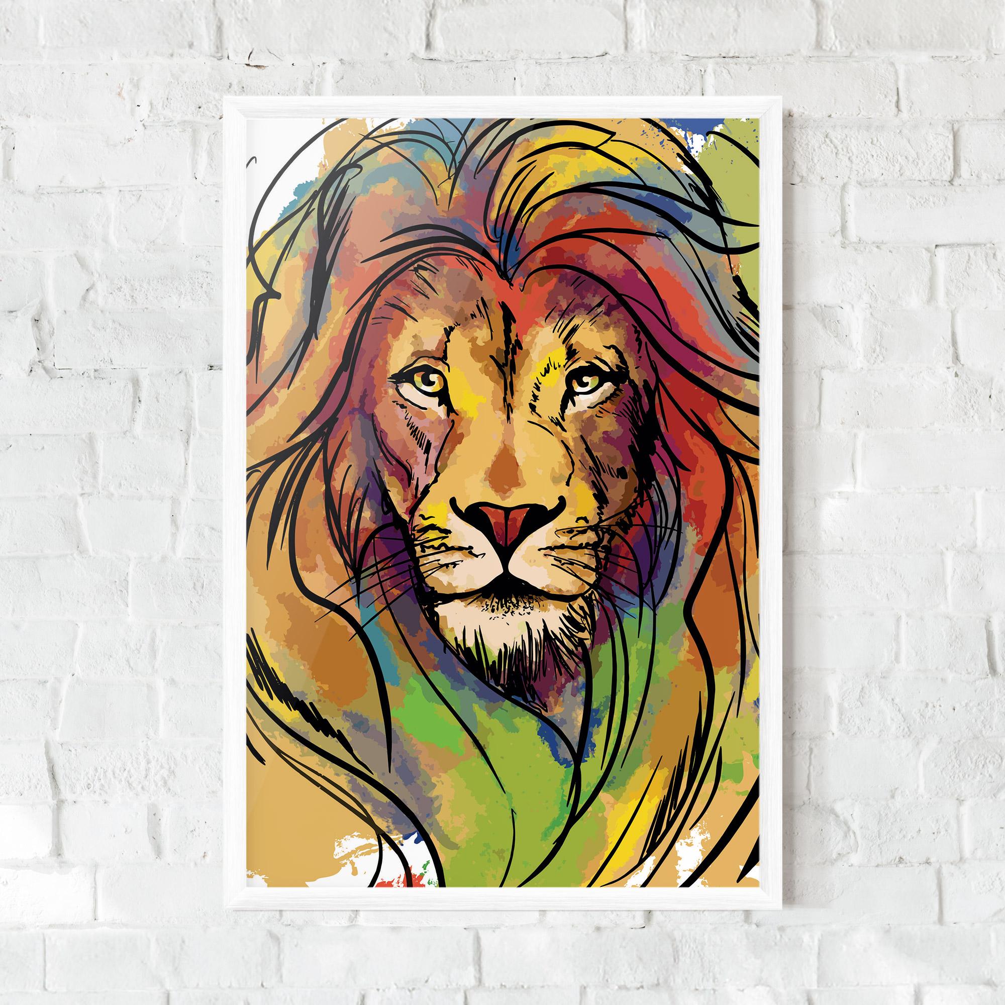 Gerahmte Poster Drawn Lion mockup 0