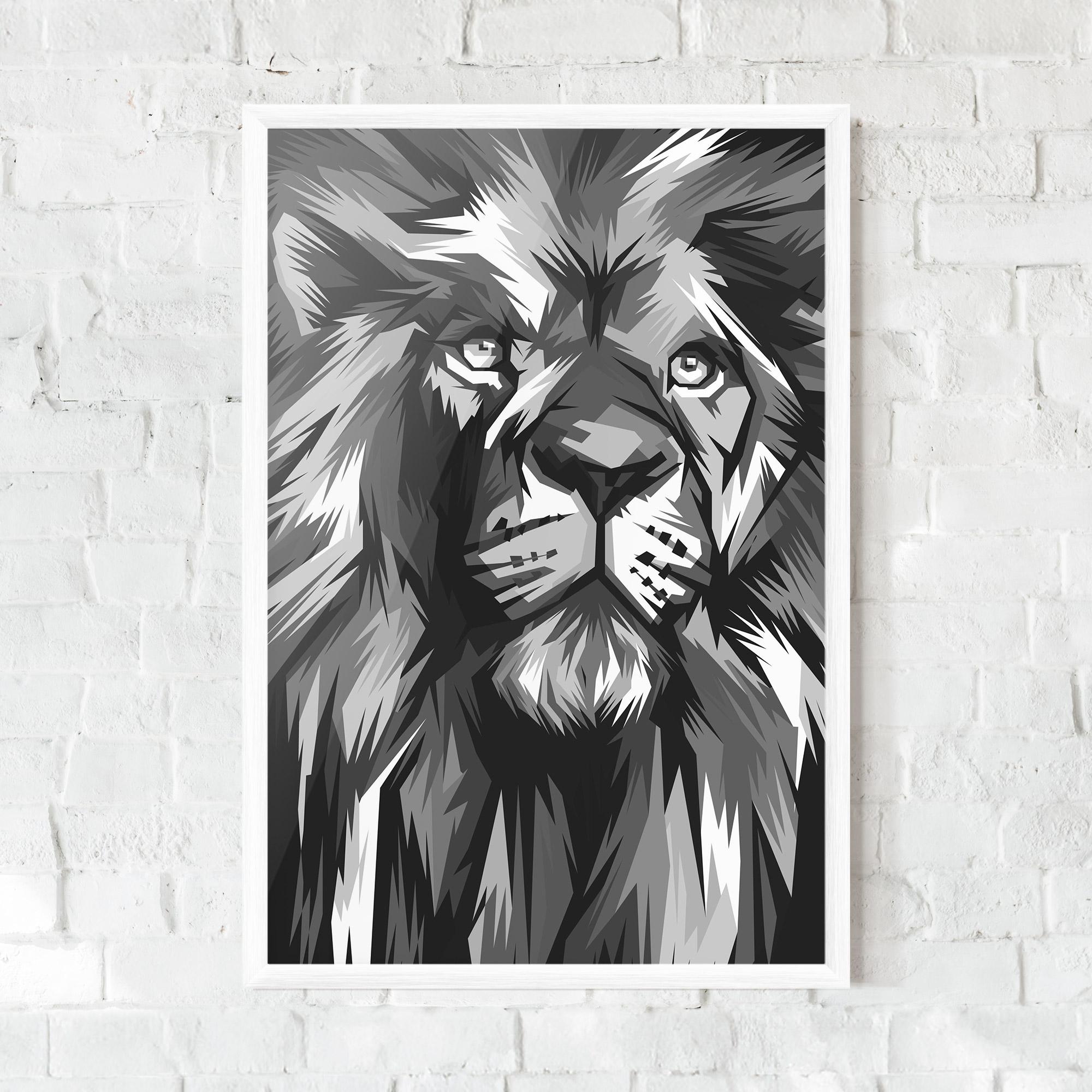 Gerahmte Poster Grey Head Lion mockup 0