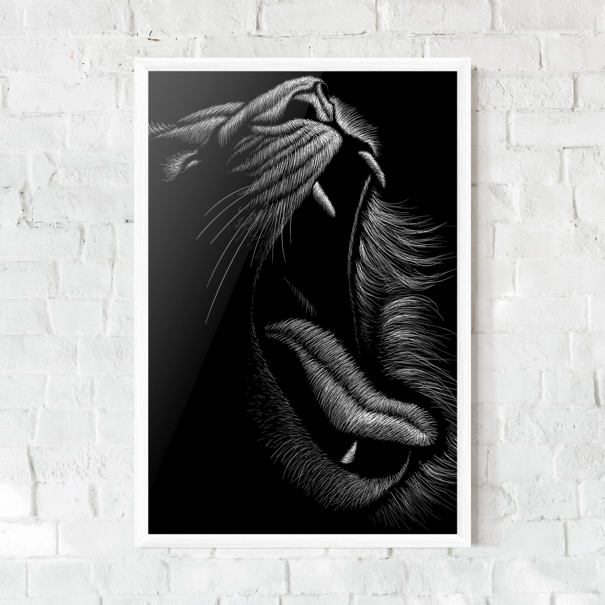 Gerahmte Poster Lion Bite Line mockup 0