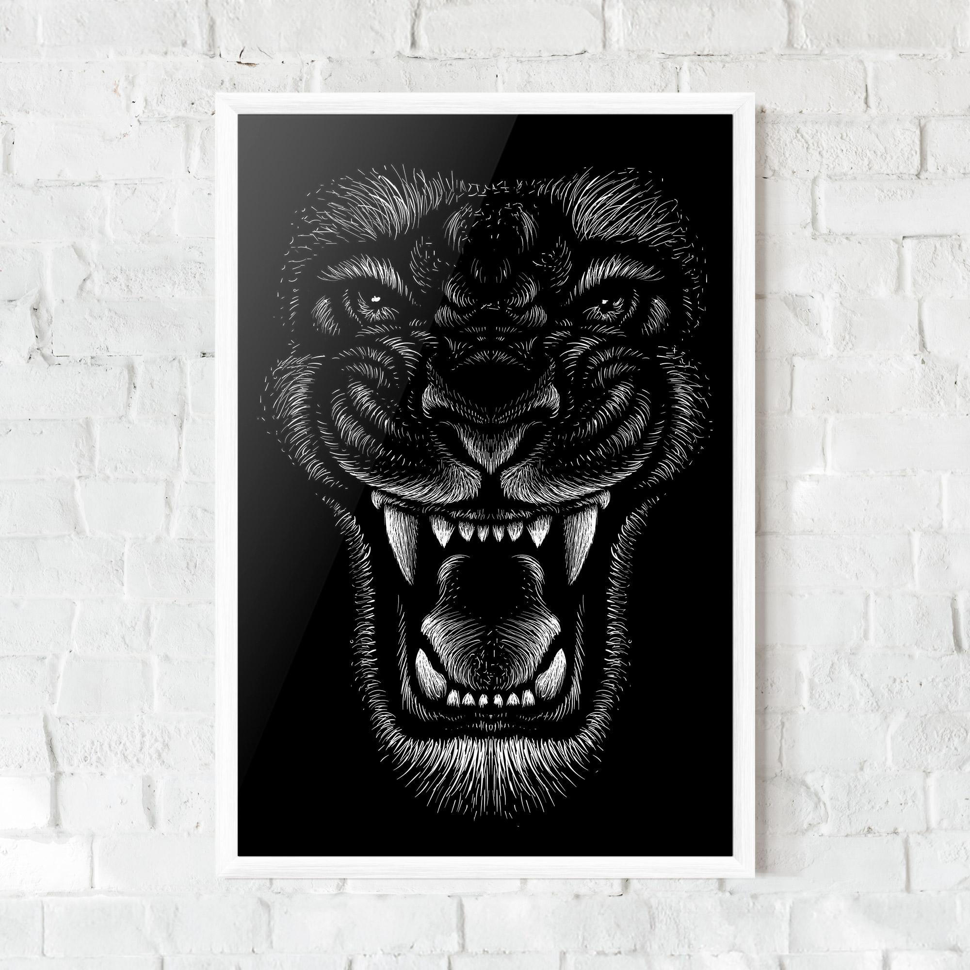 Gerahmte Poster Lion Bite mockup 0