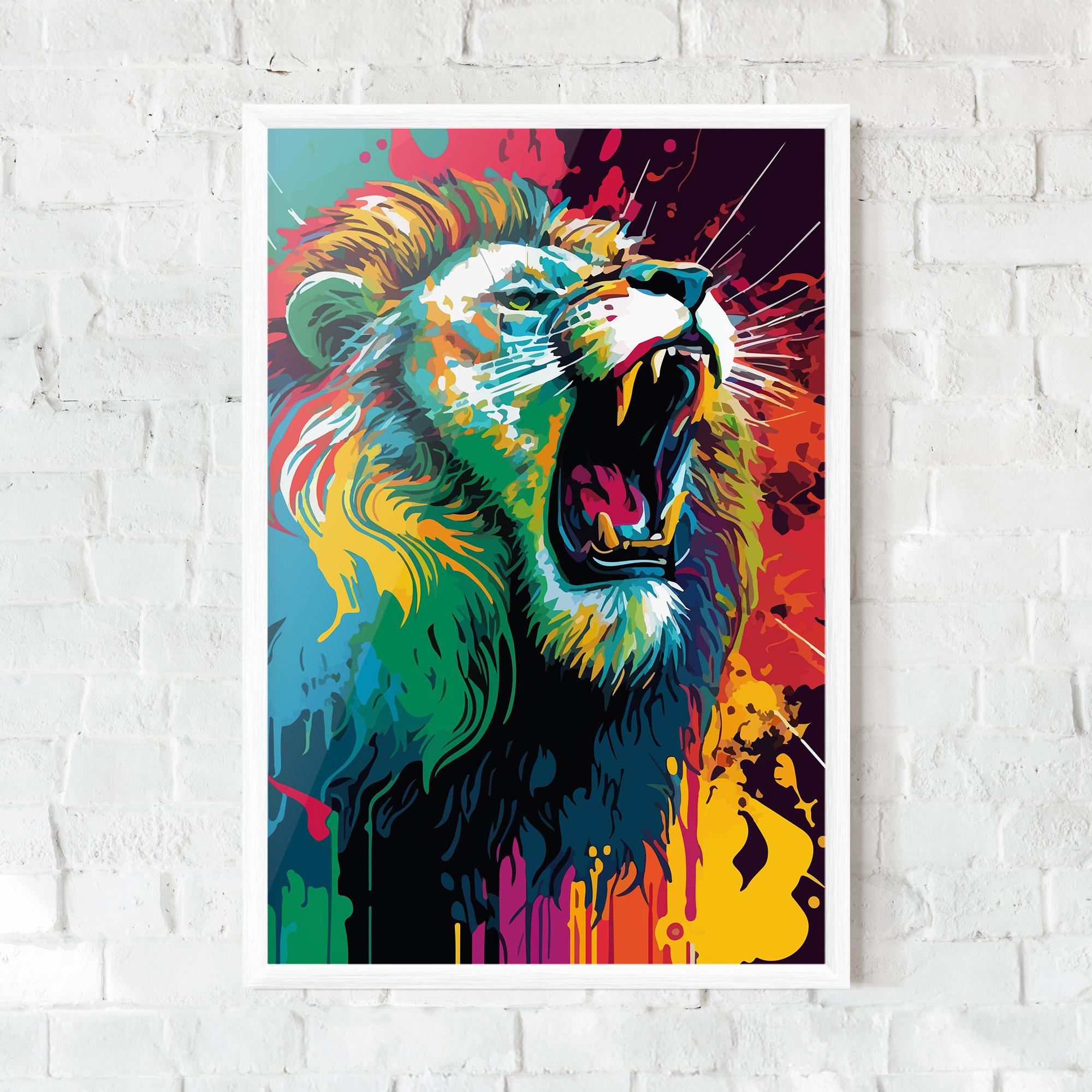 Gerahmte Poster Lion Splash mockup 0