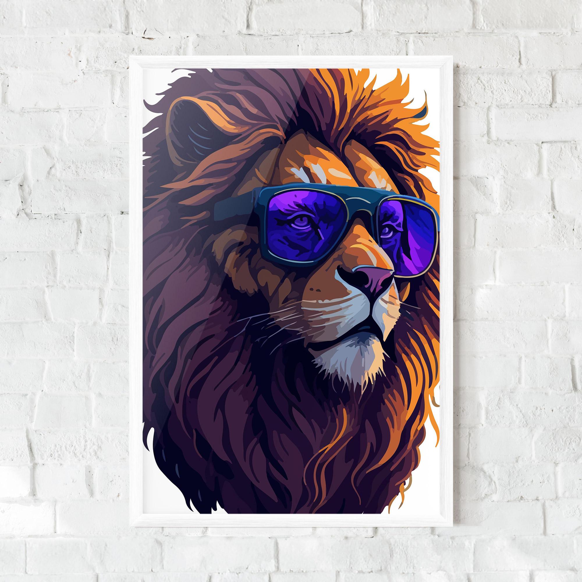 Gerahmte Poster Purple Glassesc Lion mockup 0