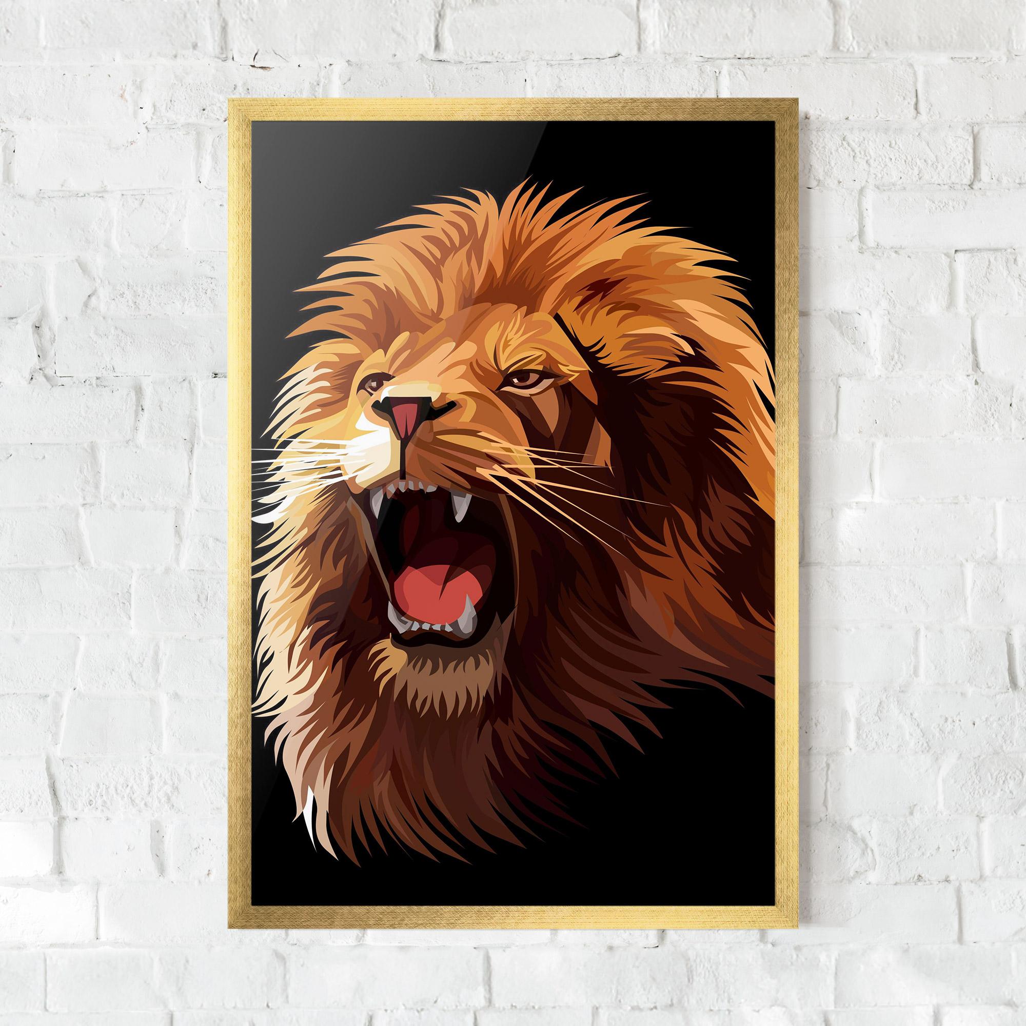 Gerahmte Poster Angry Lion Head mockup 0