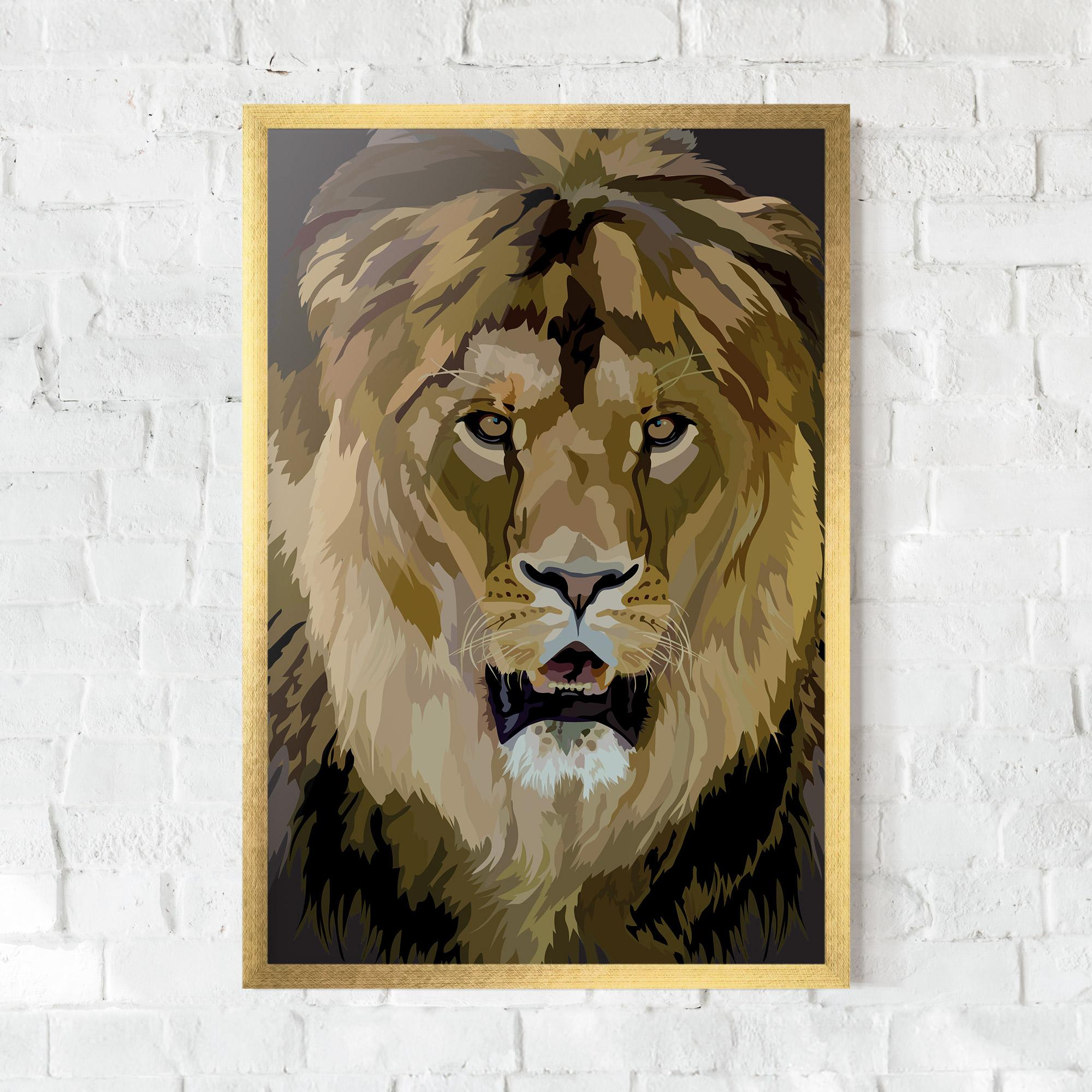 Gerahmte Poster Beautiful Lion Art mockup 0