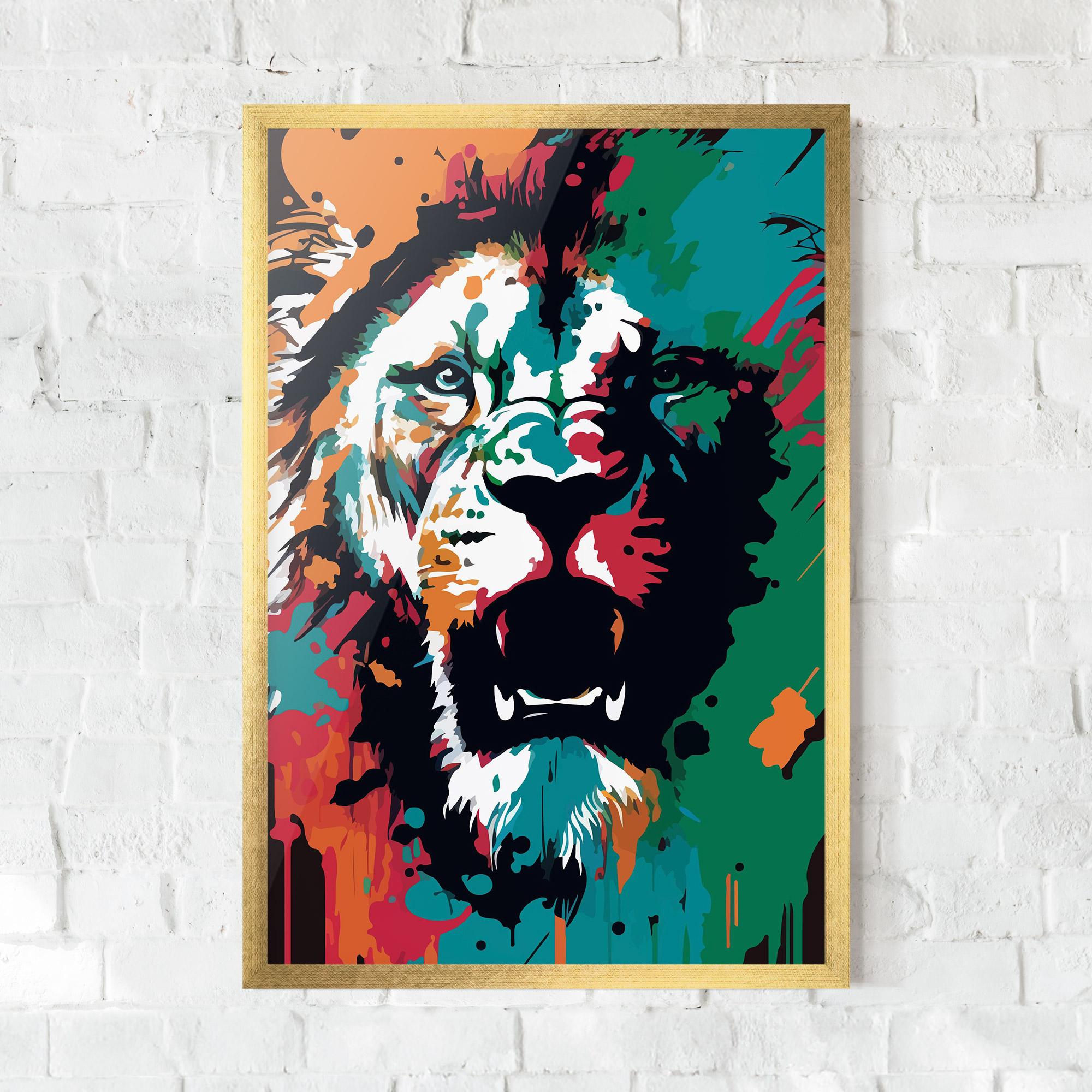 Gerahmte Poster Blue Green Lion mockup 0