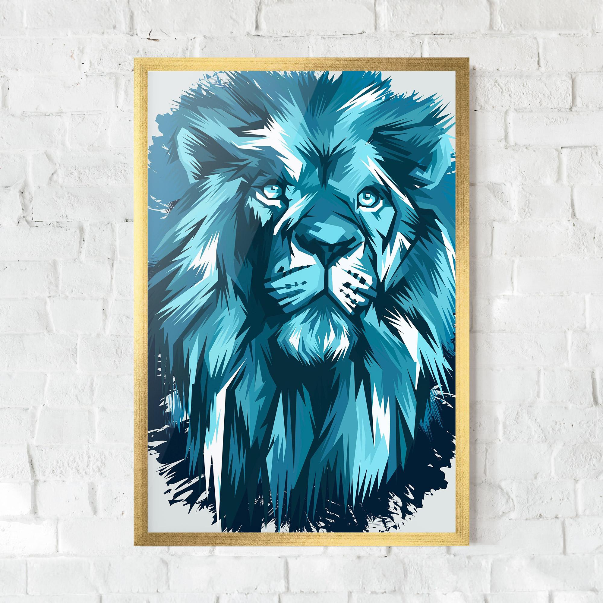 Gerahmte Poster Blue Lion Head mockup 0