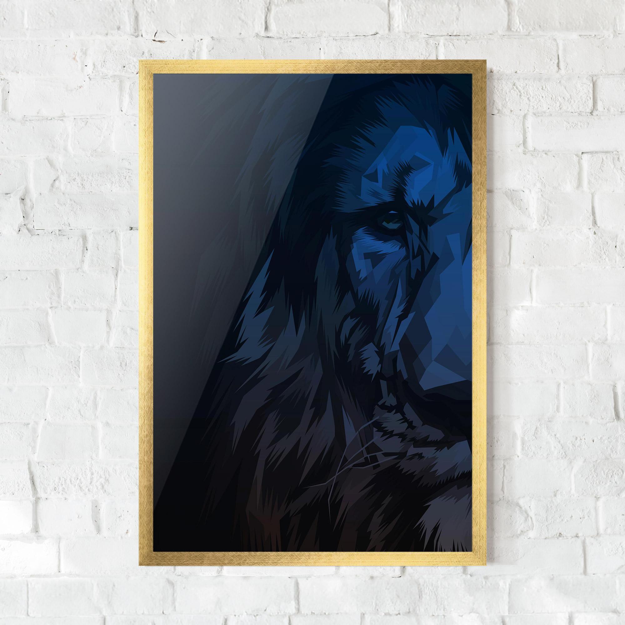 Gerahmte Poster Blue Lion mockup 0