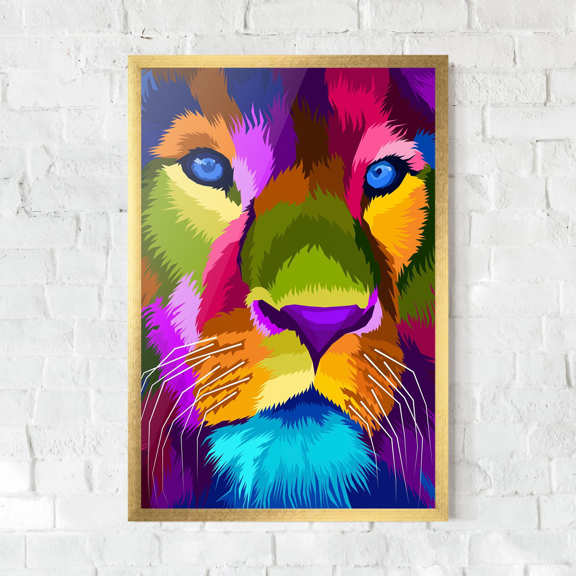 Gerahmte Poster Color Lion Close Up mockup 0