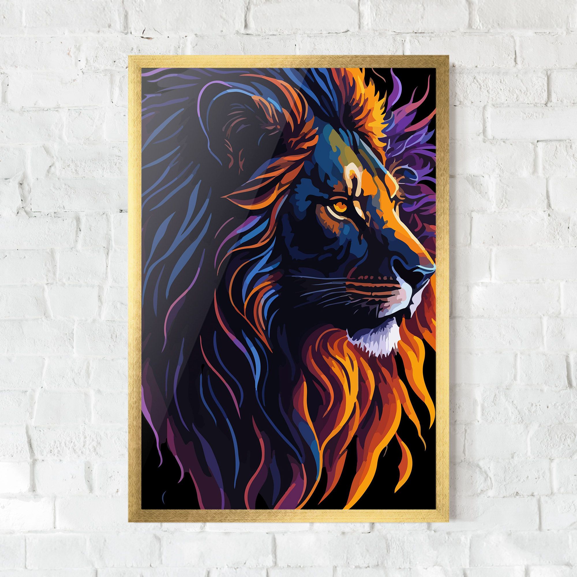 Colorful Lion On Black mockup 0