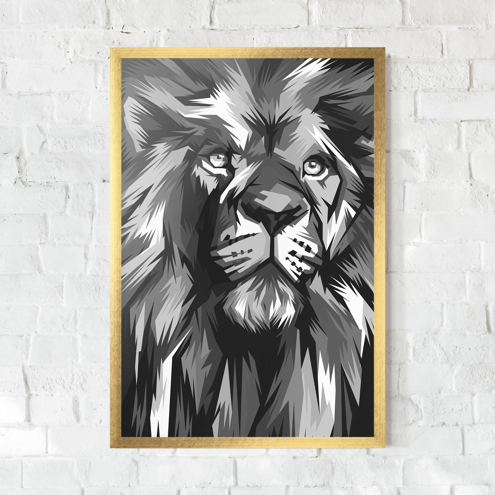 Gerahmte Poster Grey Head Lion mockup 0