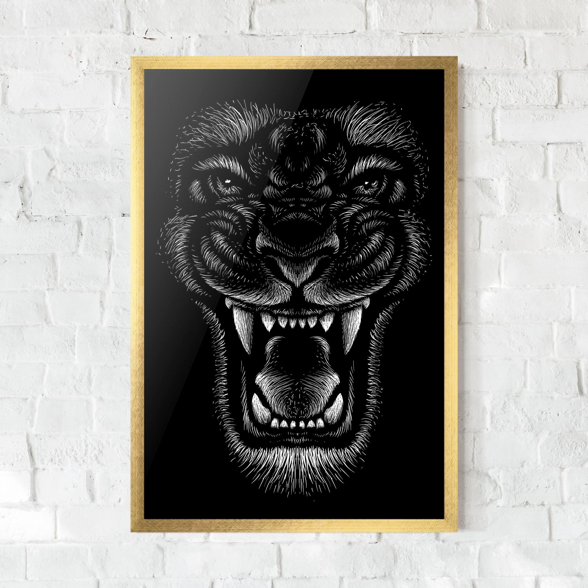 Gerahmte Poster Lion Bite mockup 0