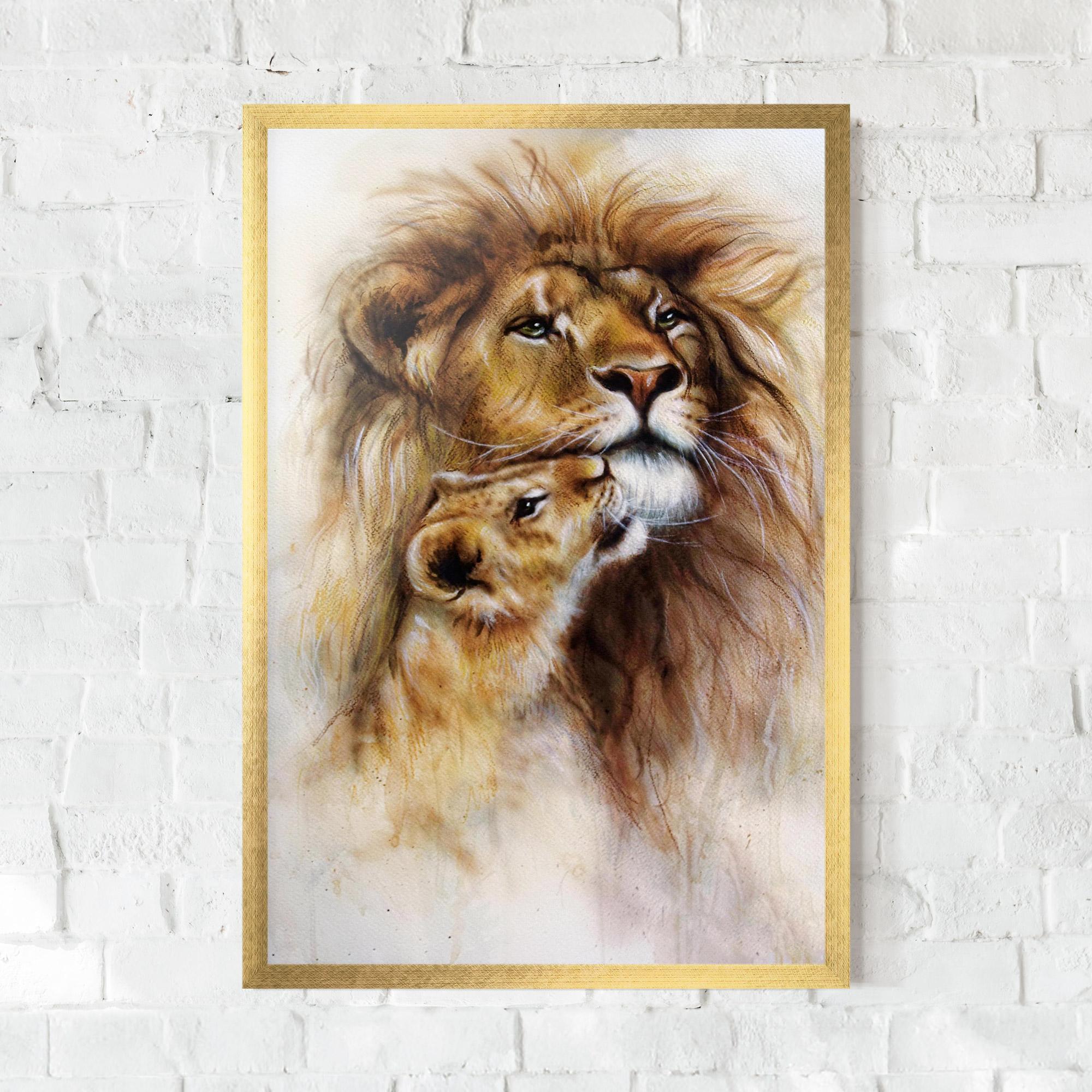 Gerahmte Poster Lion Love mockup 0