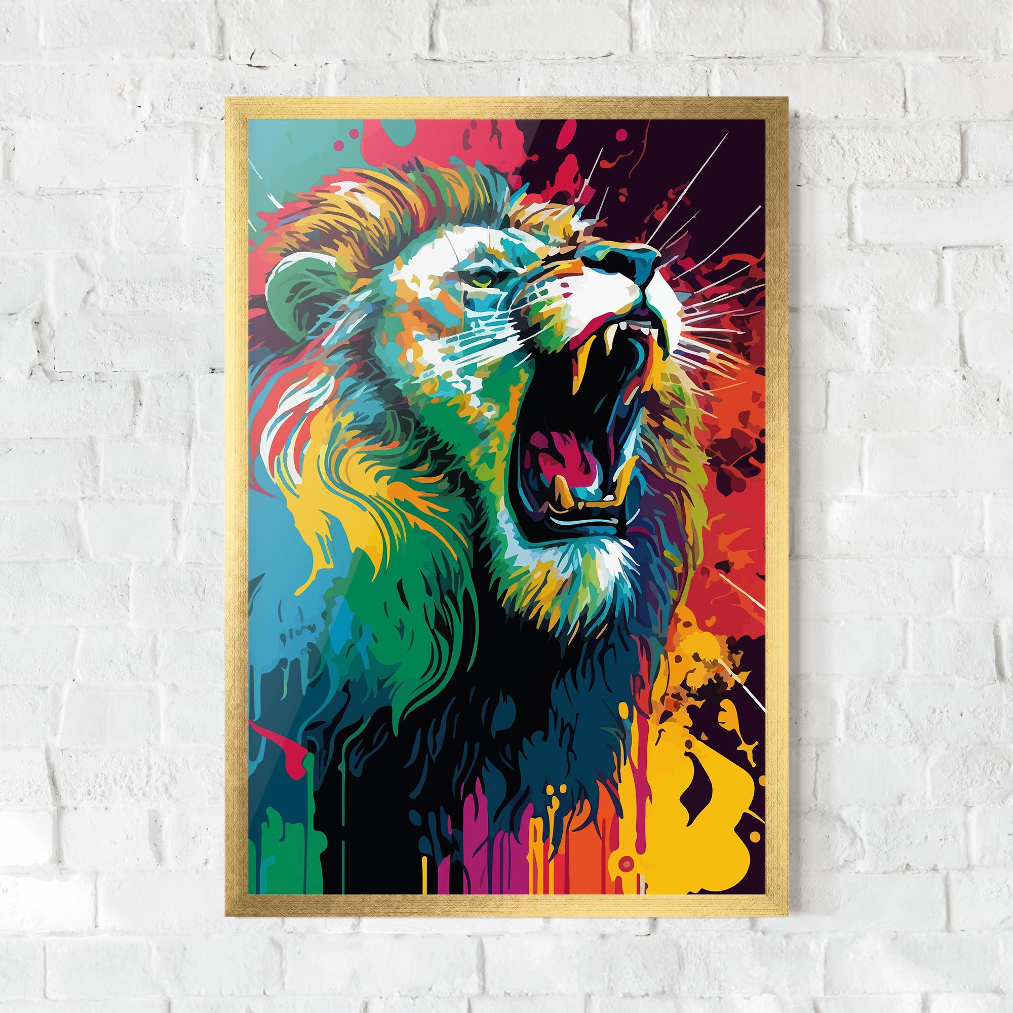 Gerahmte Poster Lion Splash mockup 0