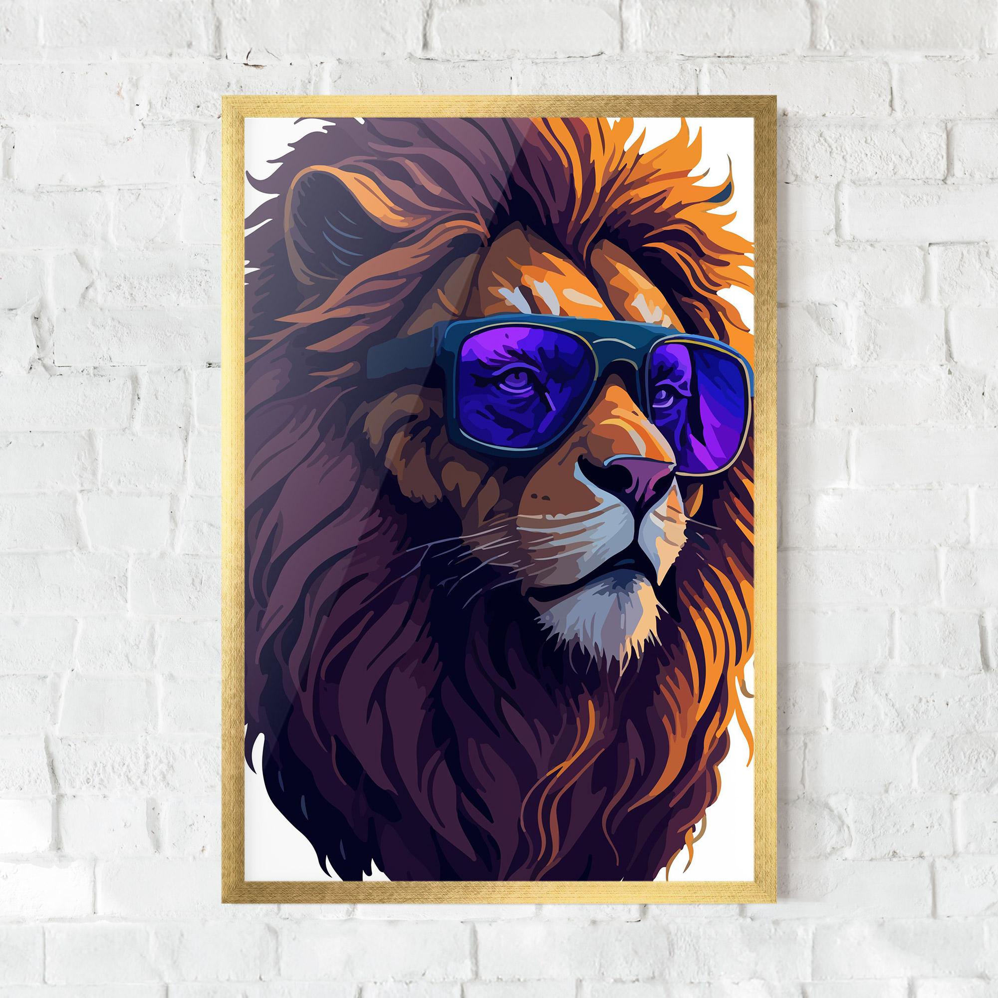 Gerahmte Poster Purple Glassesc Lion mockup 0