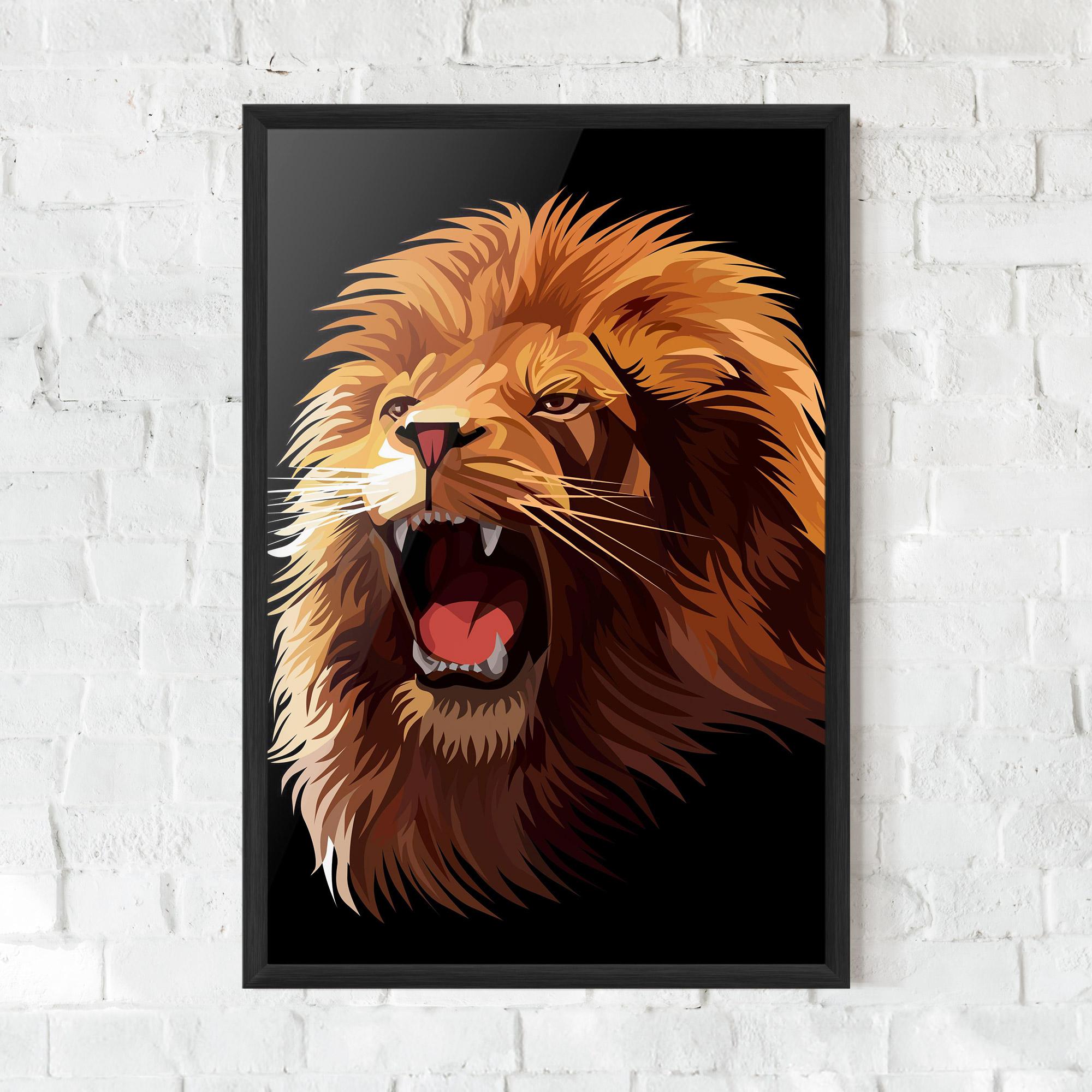 Gerahmte Poster Angry Lion Head mockup 0