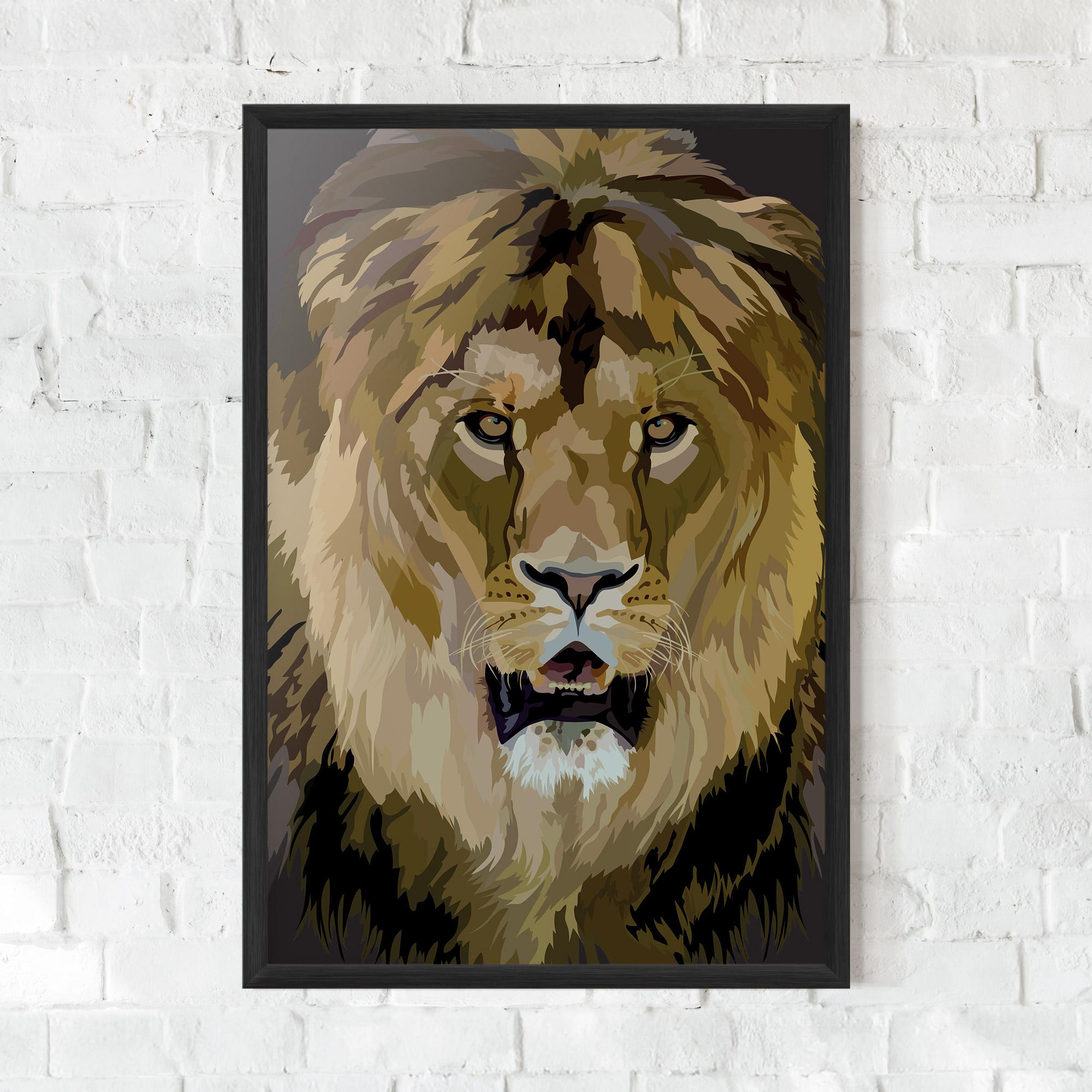 Gerahmte Poster Beautiful Lion Art mockup 0