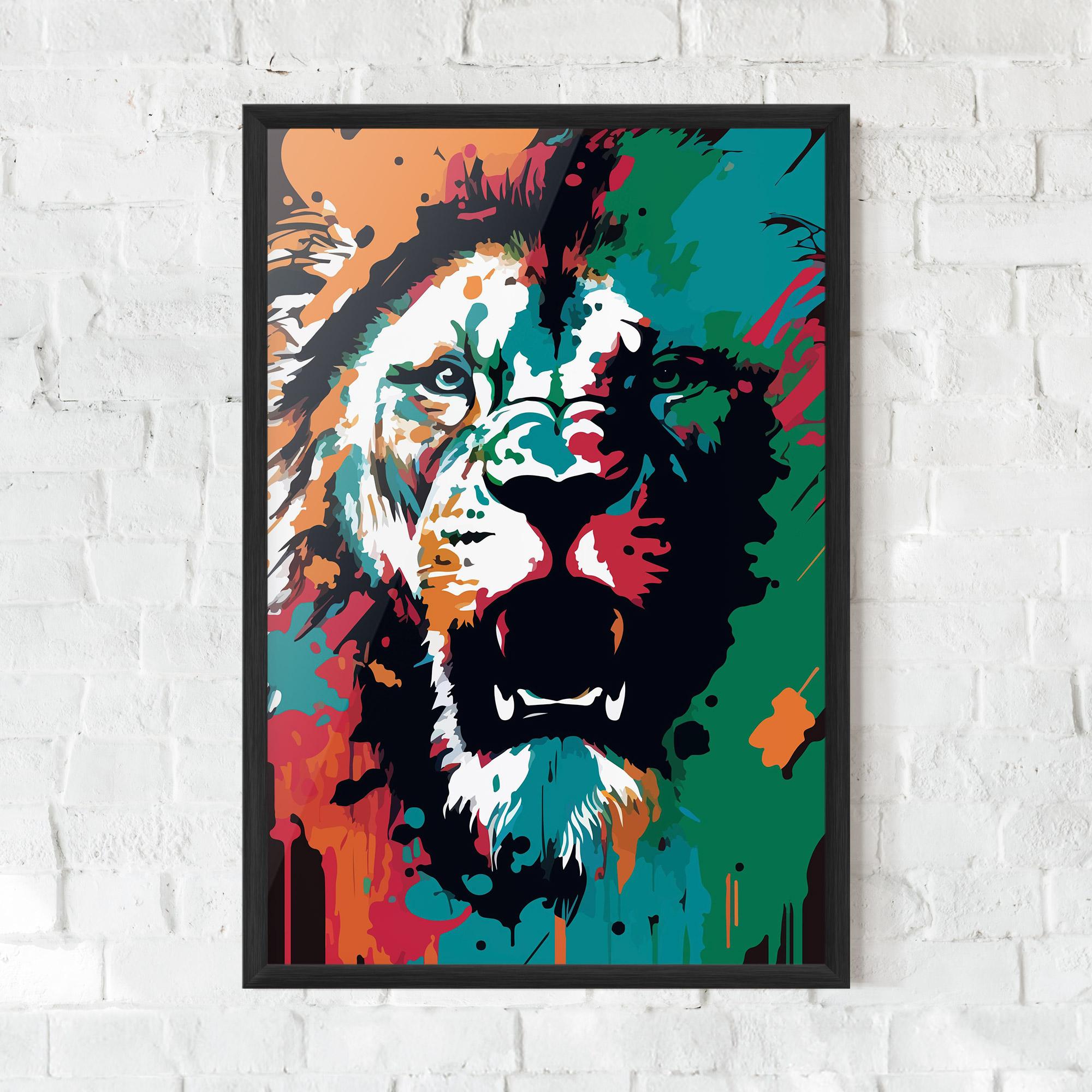 Gerahmte Poster Blue Green Lion mockup 0
