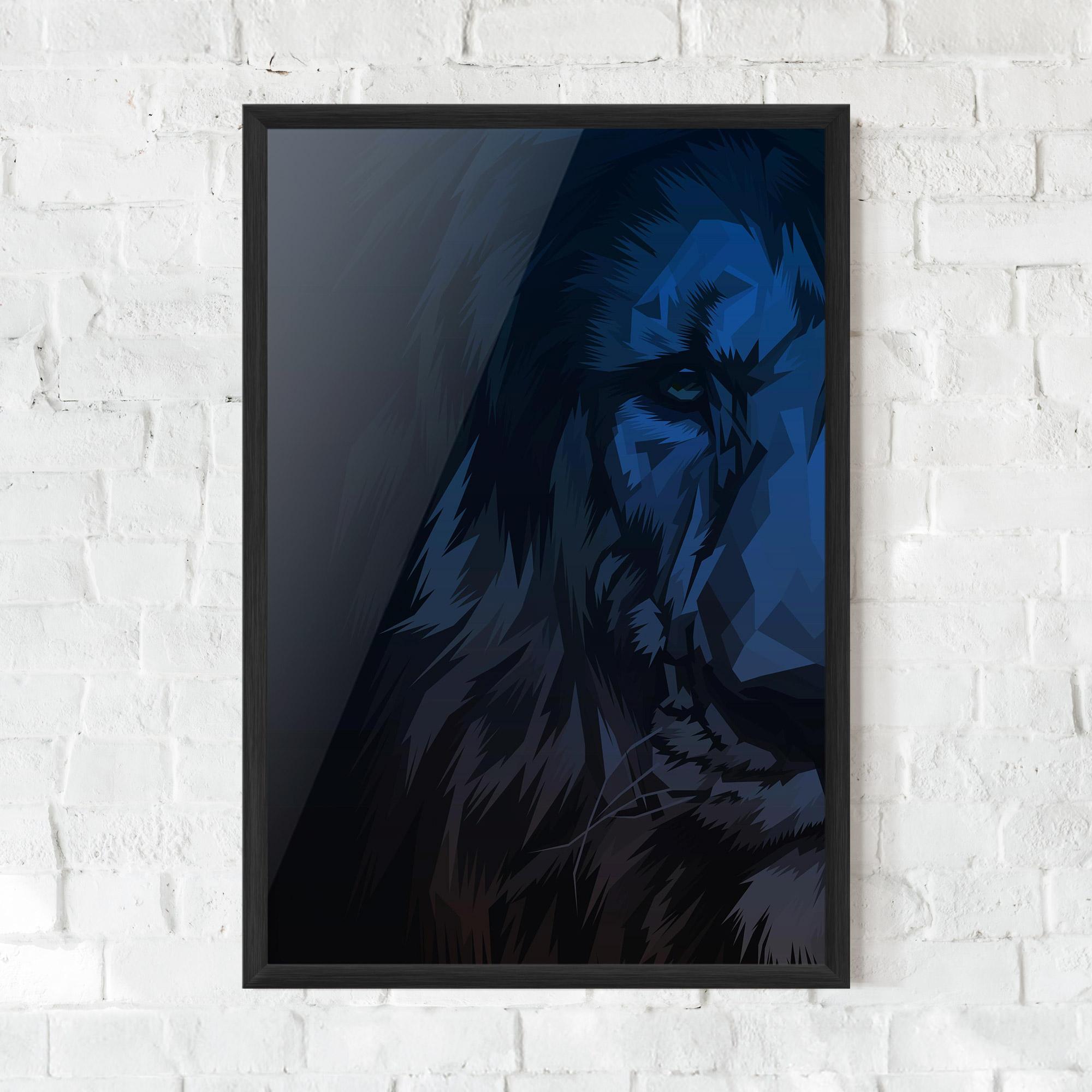 Gerahmte Poster Blue Lion mockup 0
