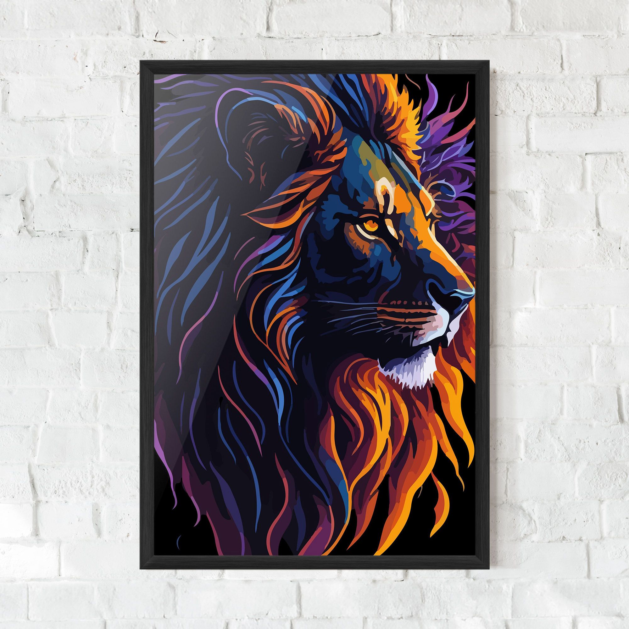 Colorful Lion On Black mockup 0