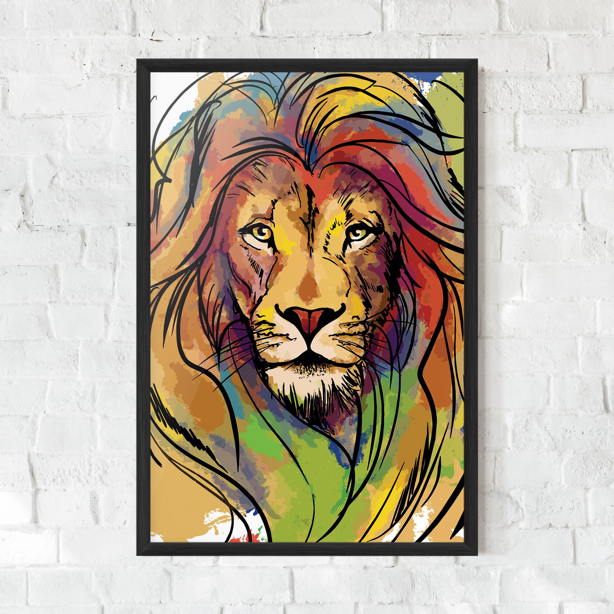 Gerahmte Poster Drawn Lion mockup 0