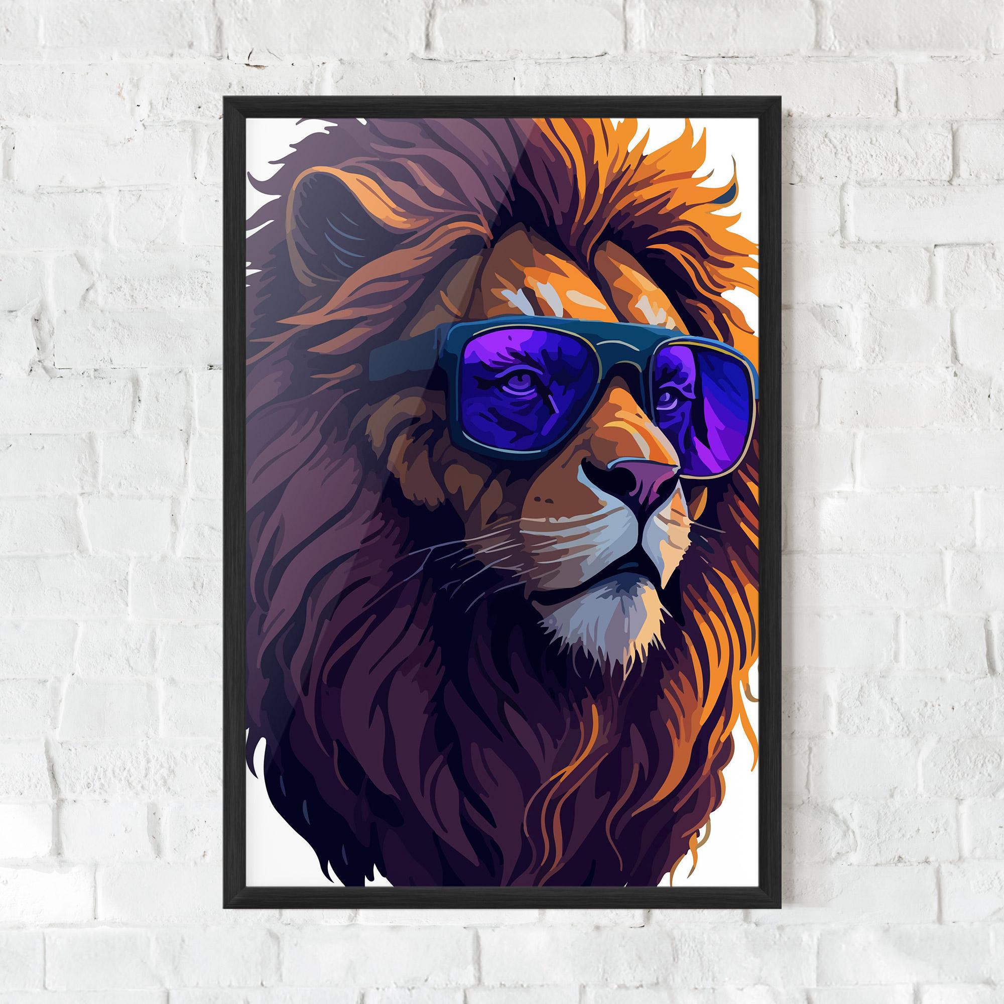 Gerahmte Poster Purple Glassesc Lion mockup 0