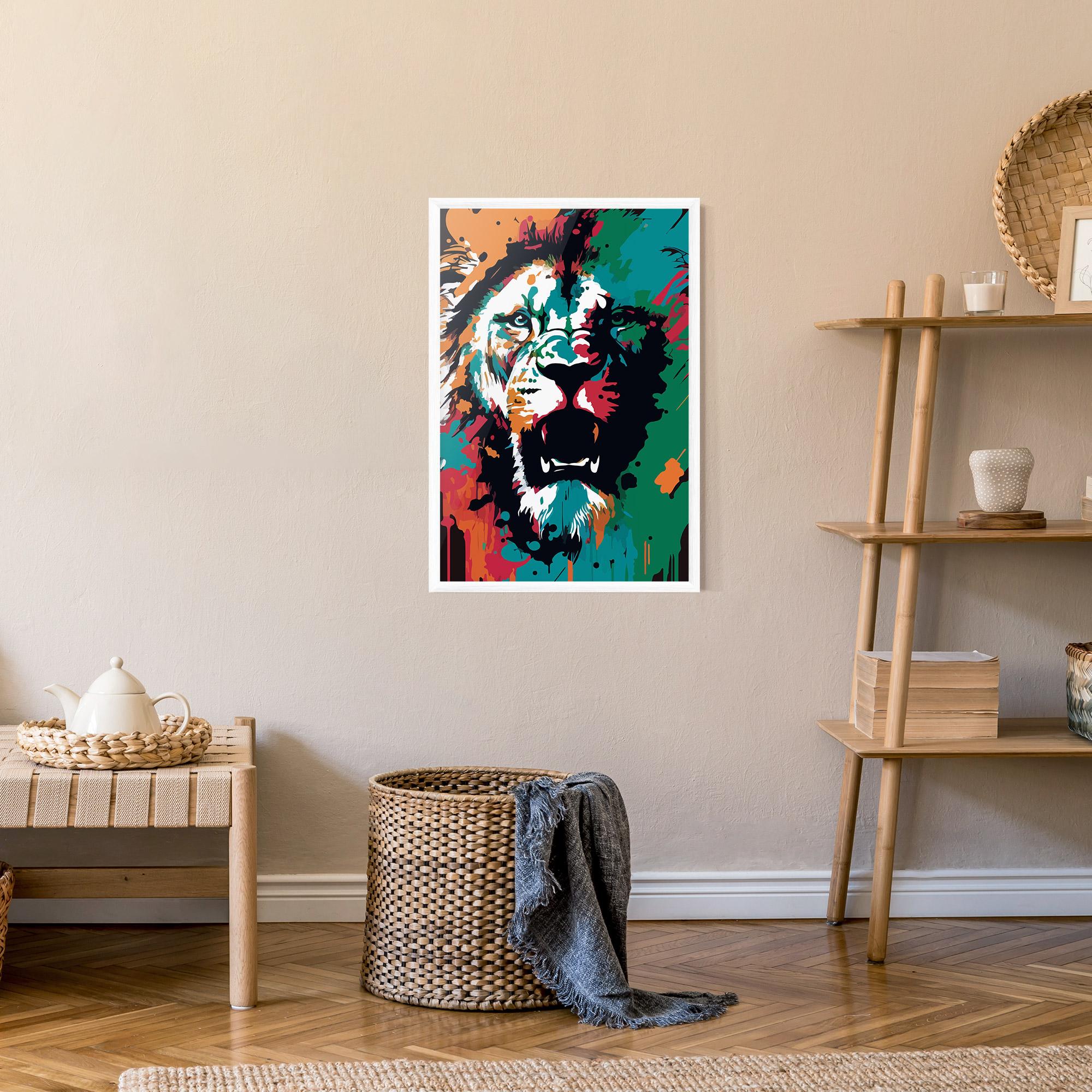 Gerahmte Poster Blue Green Lion mockup 9