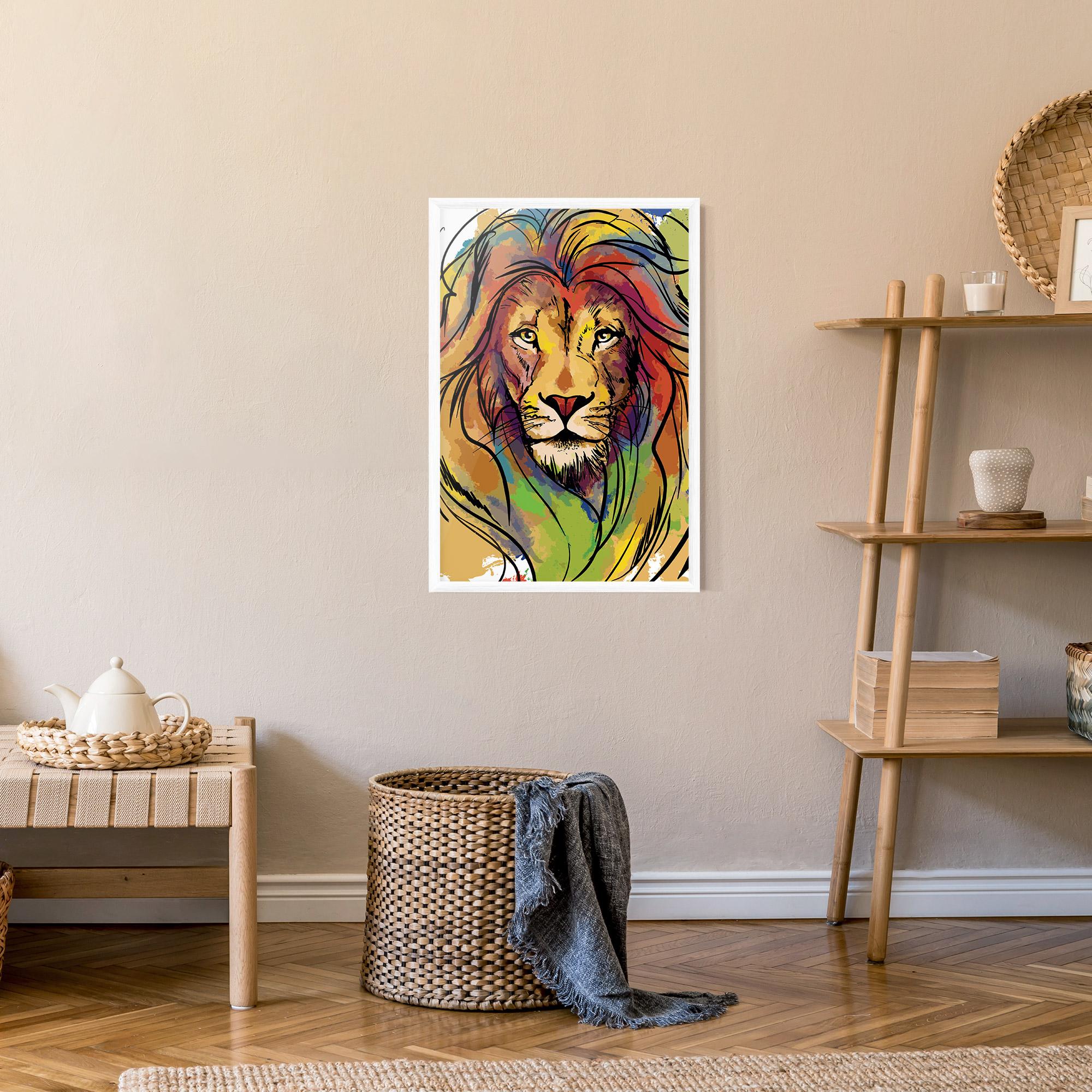 Gerahmte Poster Drawn Lion mockup 9