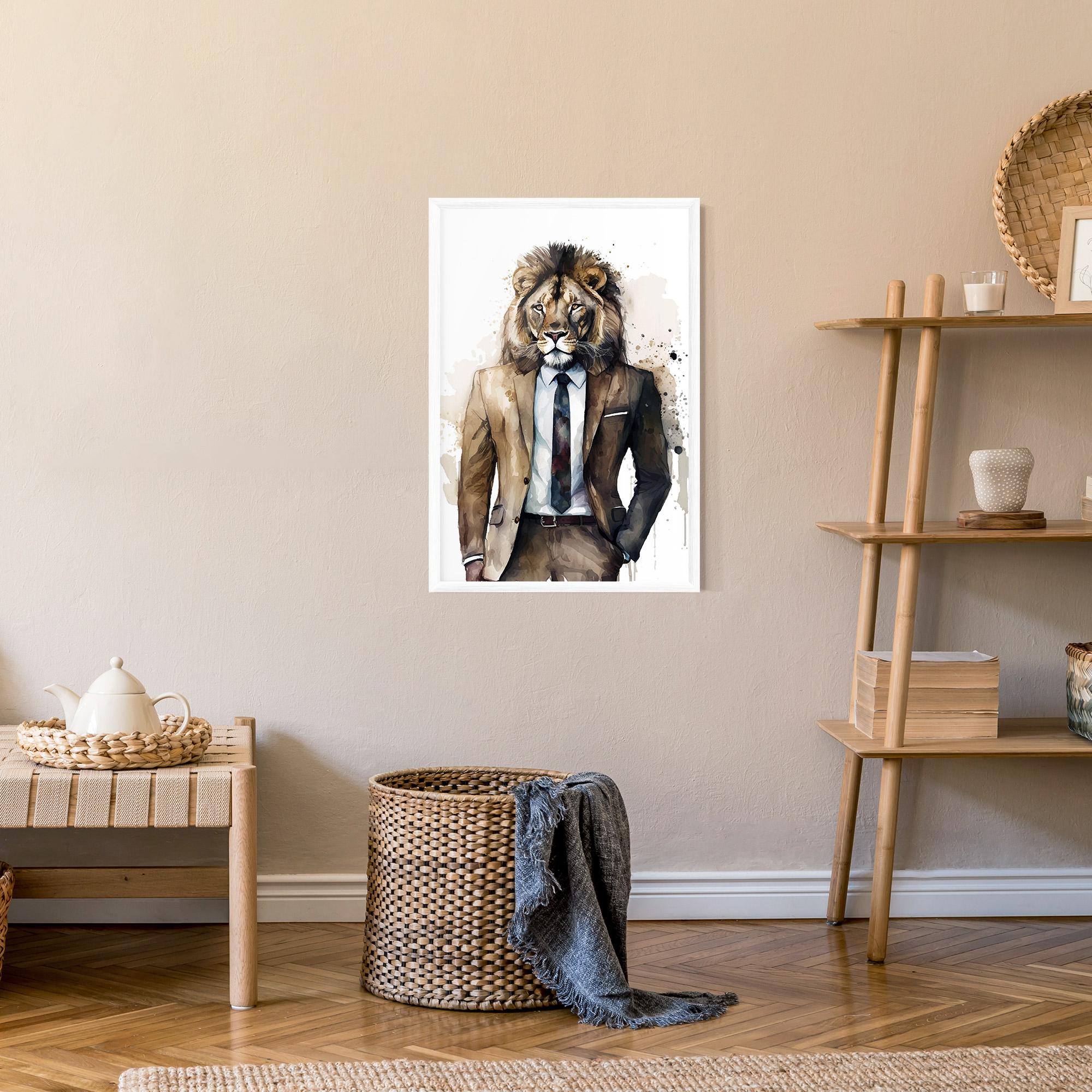 Gerahmte Poster Lion In Suit mockup 9