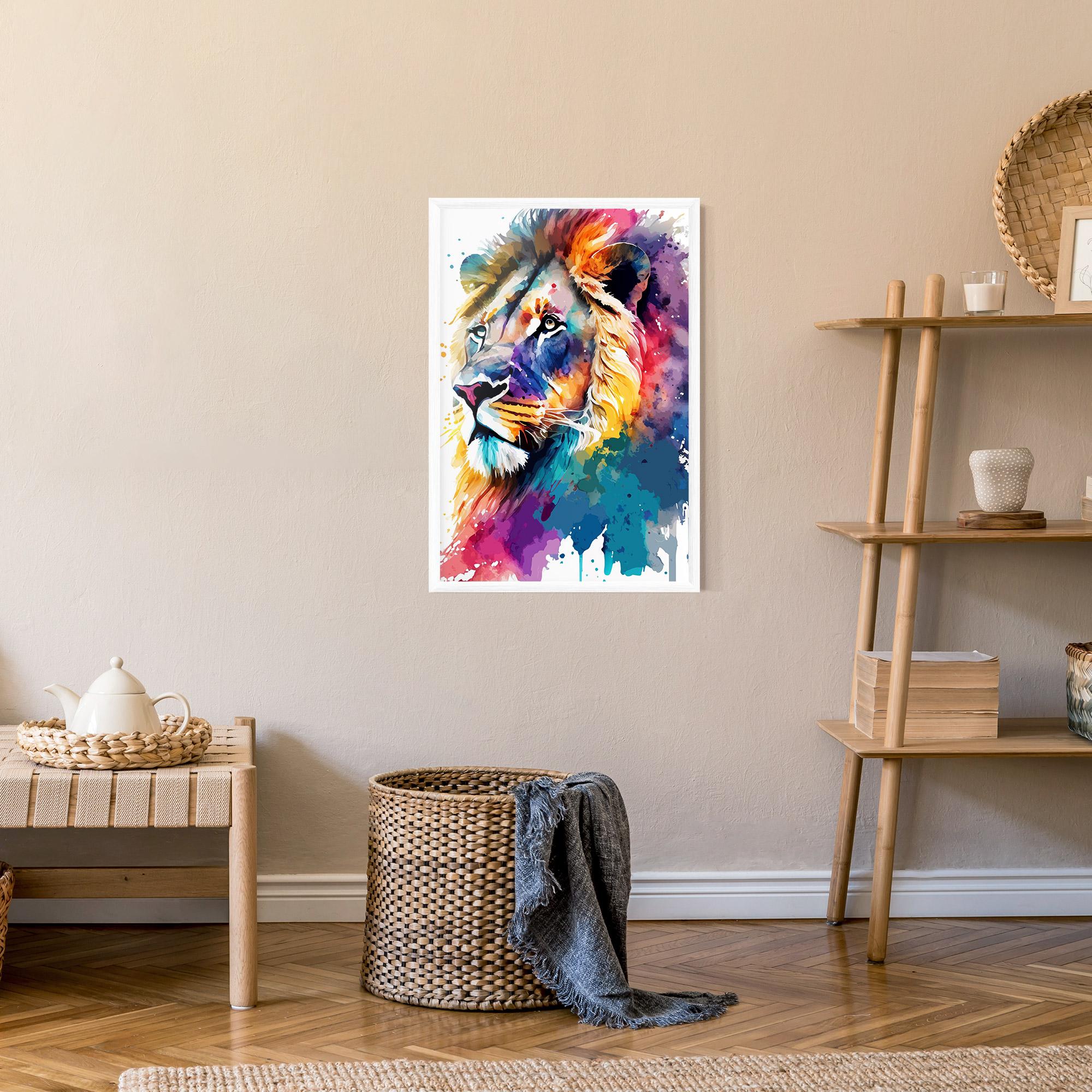 Gerahmte Poster Vibrant Color Lion mockup 9
