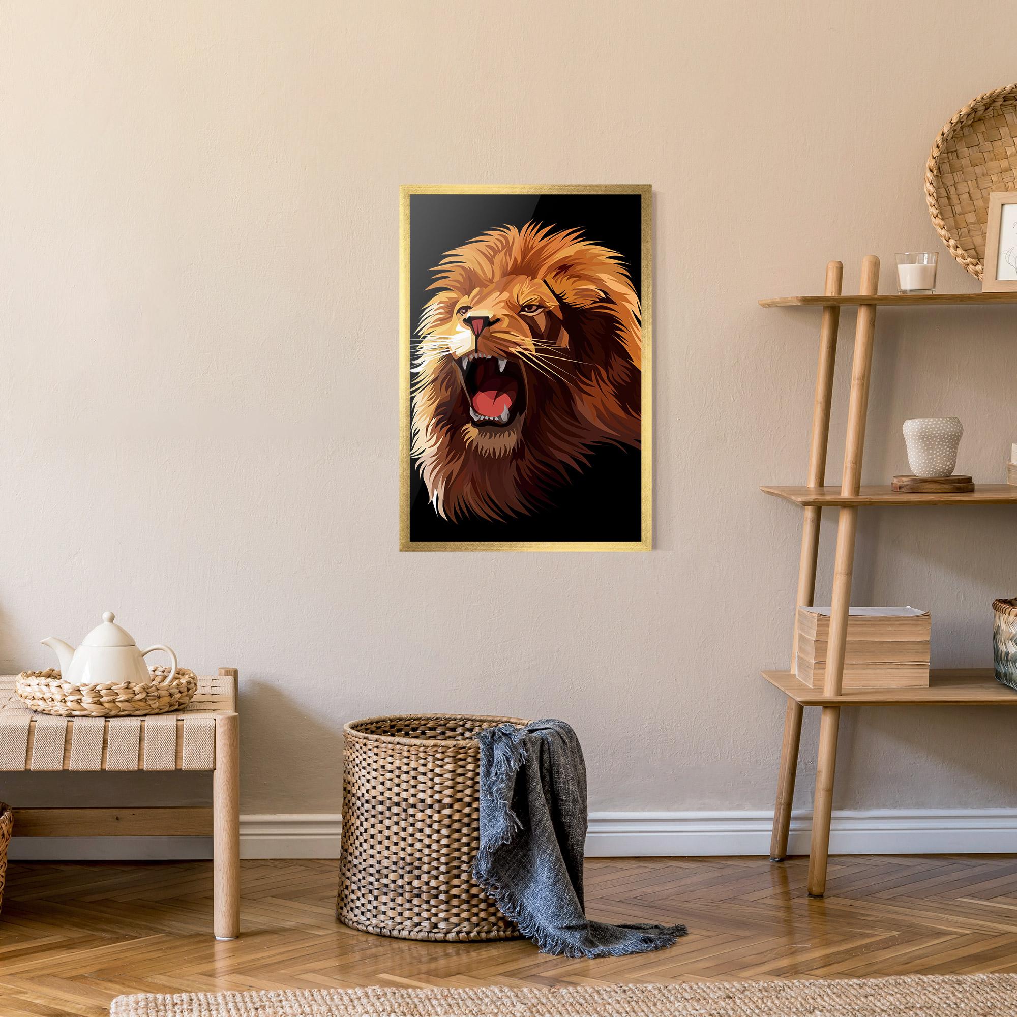 Gerahmte Poster Angry Lion Head mockup 9